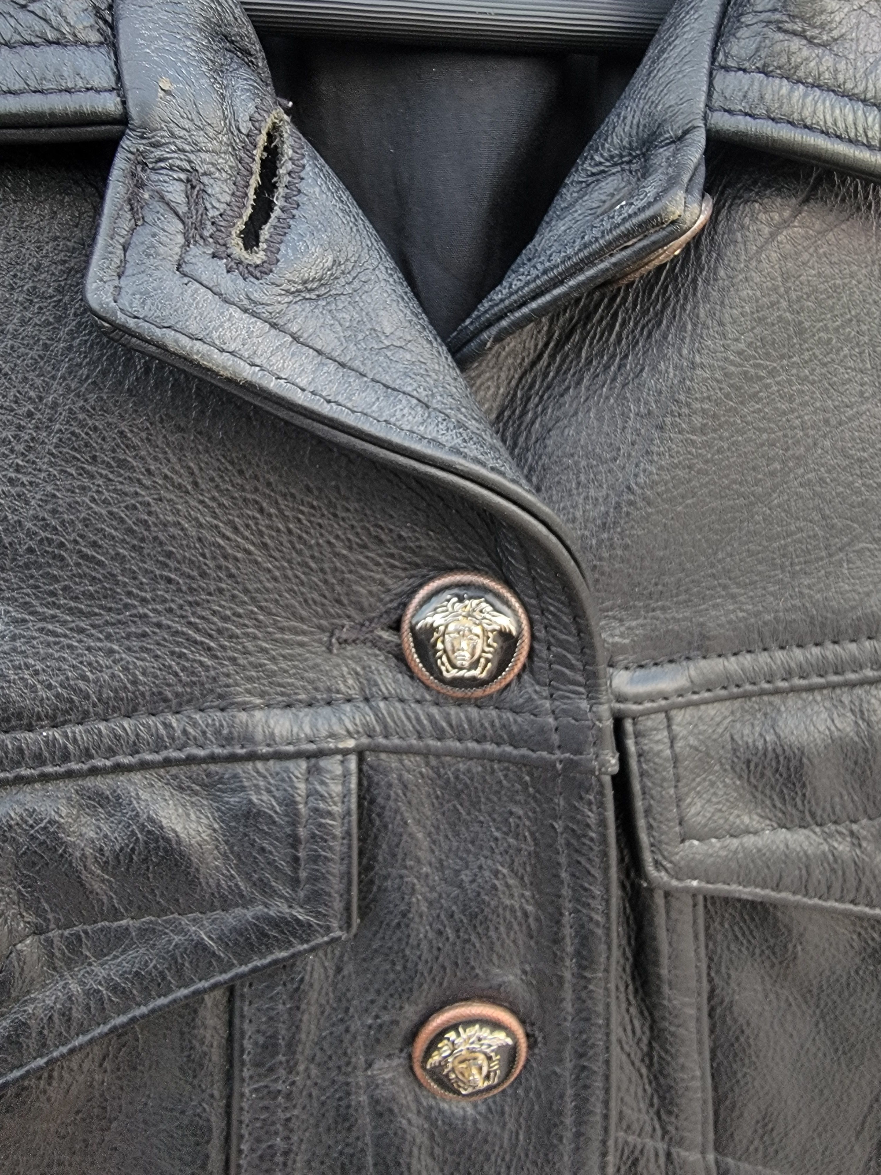 Versace Versace Jeans Couture 90s Leather Trucker Jacket Sz Sm Size S / US 4 / IT 40 - 3 Thumbnail