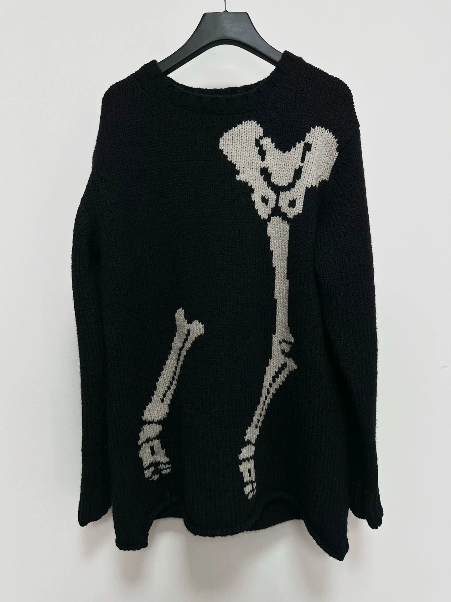 Yohji Yamamoto Black Bone Pattern Long Sleeve Sweater Size US M / EU 48-50 / 2 - 1 Thumbnail