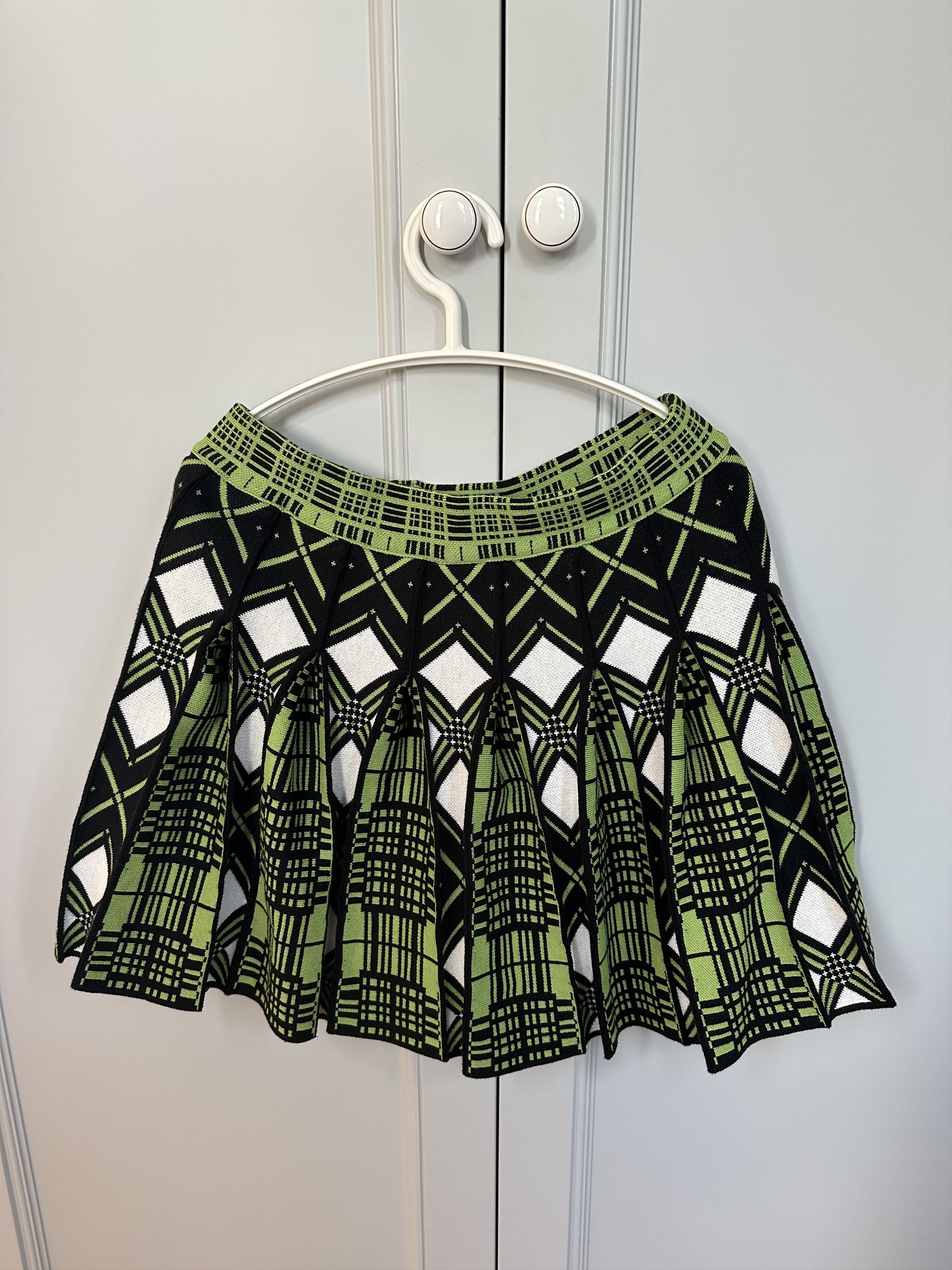 image of Chopova Lowena Diamond-Pattern Pleated Skirt, Women's (Size 26)