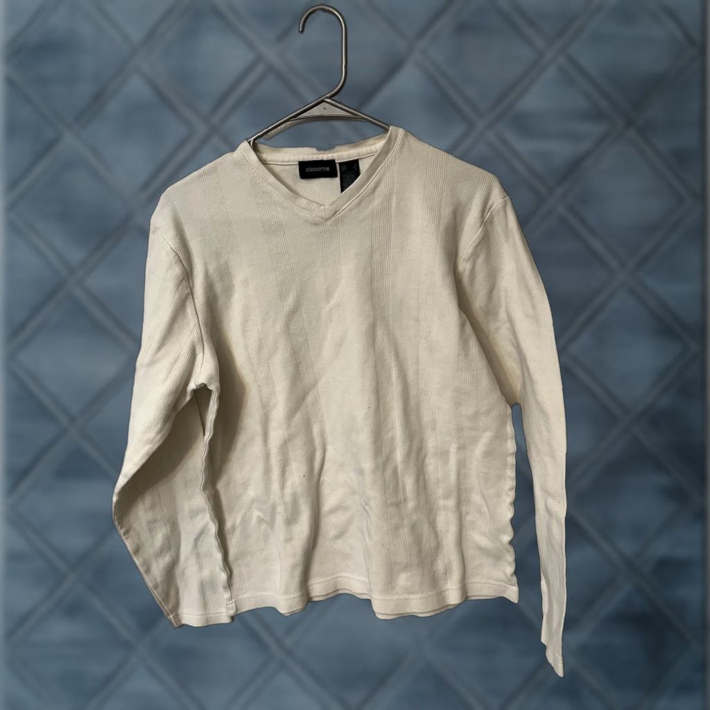 Liz Claiborne Claiborne Mens Sweater Small White V Neck Pullover Vintage Cotton Size US S / EU 44-46 / 1 - 1 Thumbnail