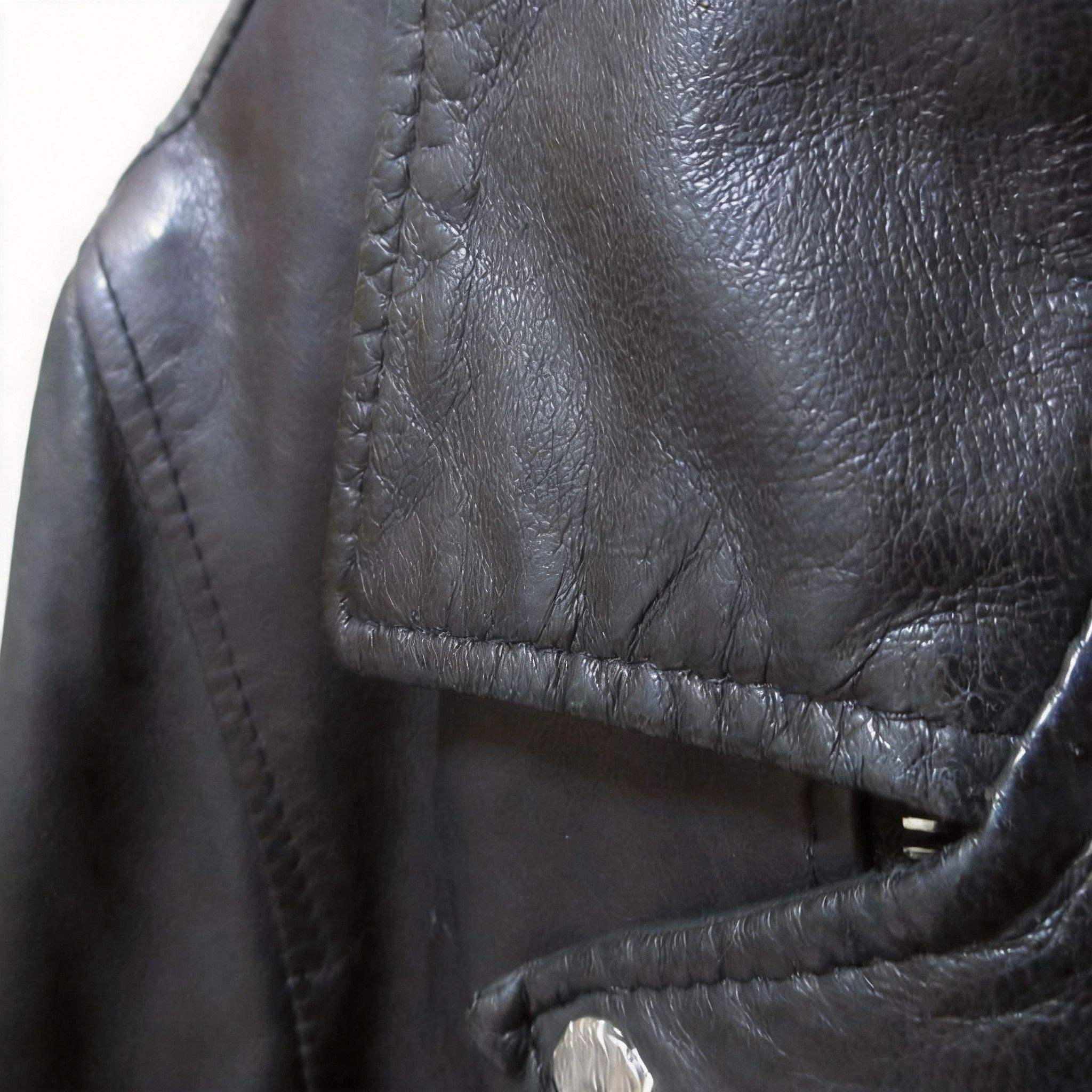 Delan Black Double Zip Leather Rider Jacket/, Men's (Size M) — image 3 of 6