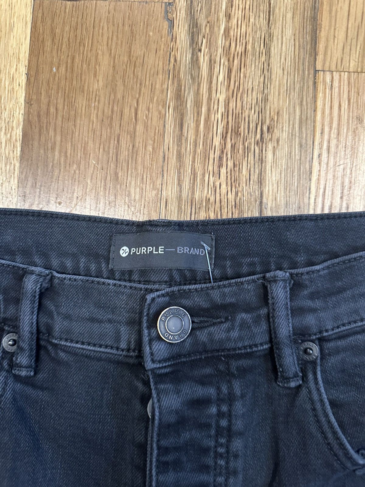 Purple Brand Purple Brand Knee Hole Stitched Black Denim Jeans Size 33 Size US 33 - 3 Thumbnail