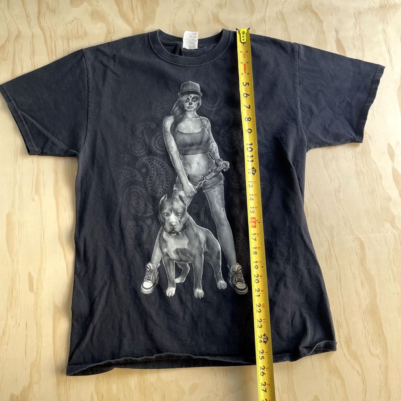 Fruit Of The Loom VINTAGE Skull Dog Graphic Tattoo Streetwear Shirt Mens M Black Shirt Size US M / EU 48-50 / 2 - 5 Thumbnail