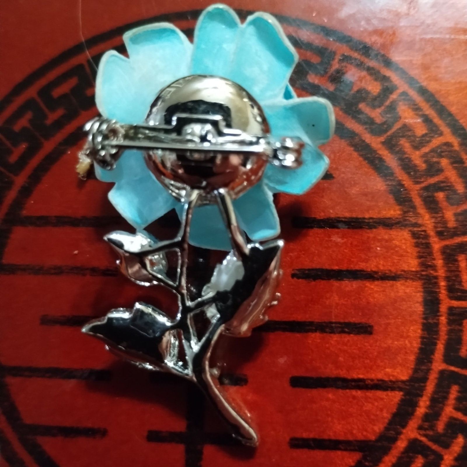 Vintage Beautiful old vintage blue rose celluloid brooch Size ONE SIZE - 3 Thumbnail