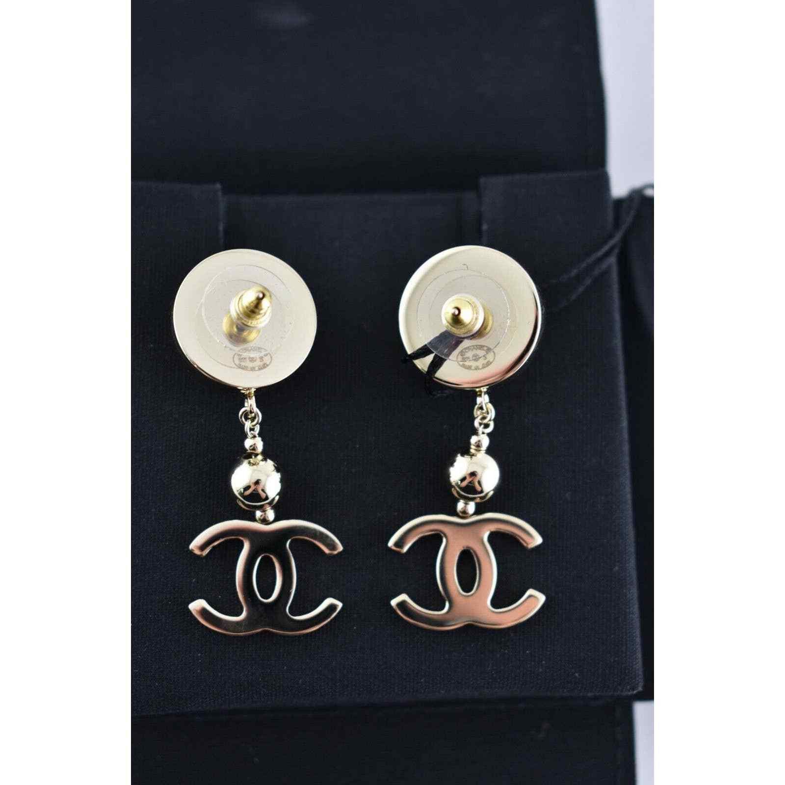 Chanel Chanel Gold Metal Balls Link Chain Dangle Drop Stud Earrings Size ONE SIZE - 9 Thumbnail