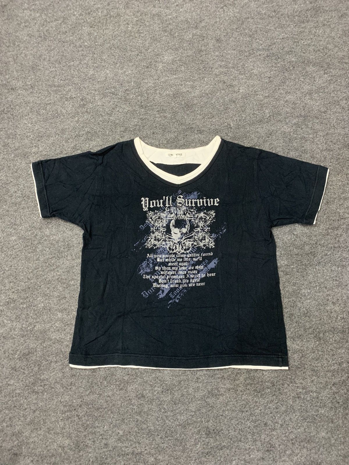image of If Six Was Nine Poem Skulls Japanese Double Layers in Black, Men's (Size Large)