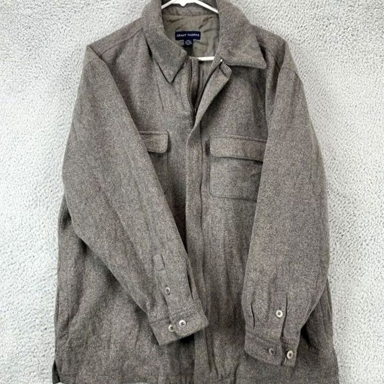Vintage Grant Thomas Wool Nylon Blend Full Zip Jacket Adult Medium Grey Collared Mens Size US M / EU 48-50 / 2 - 3 Thumbnail