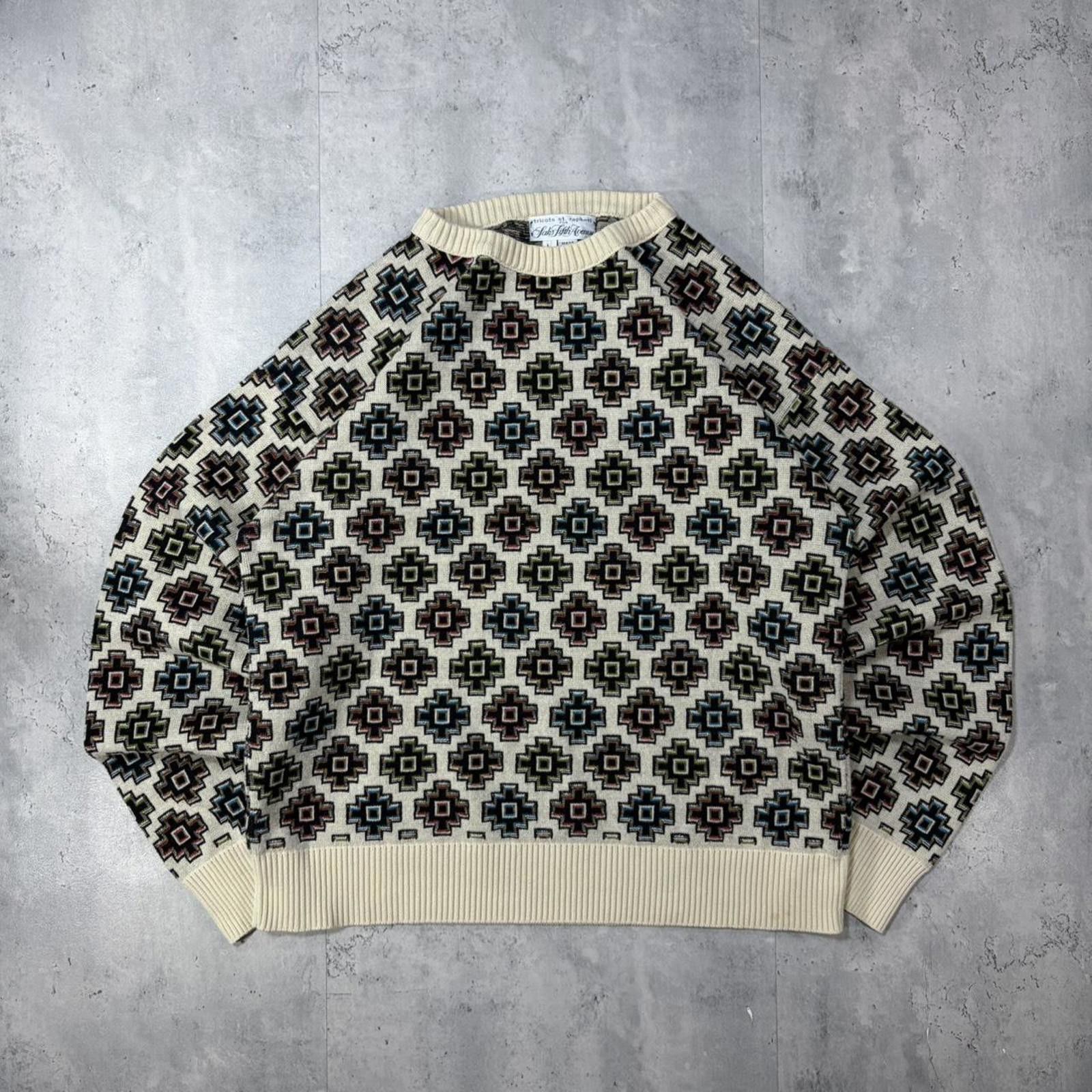 Saks Fifth Avenue Vintage 90’s Saks Fifth Avenue Aztec Wool Knit Sweater Size US L / EU 52-54 / 3 - 1 Thumbnail