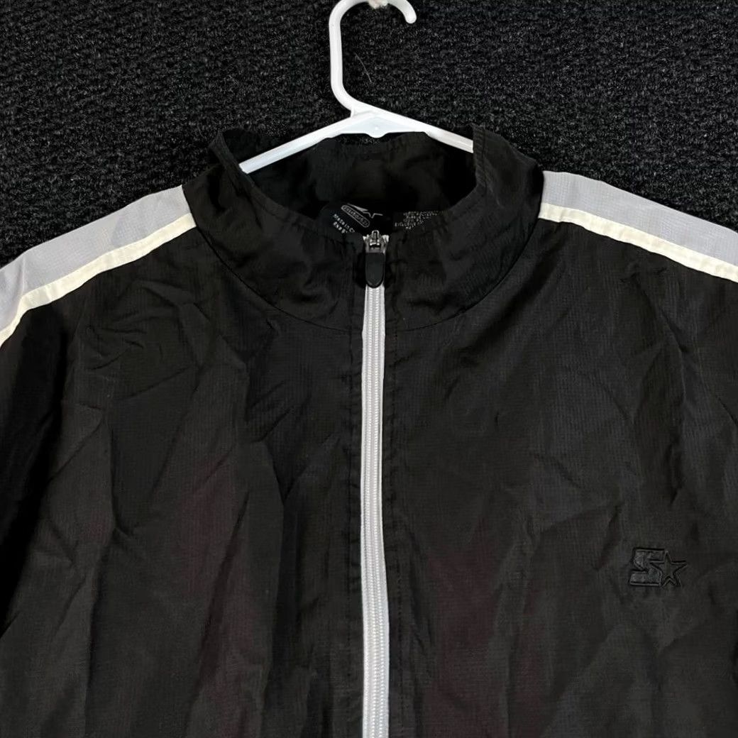 Starter VINTAGE Starter Windbreaker Jacket Size 2XL Black White Full Zip Track Men's Size US XXL / EU 58 / 5 - 2 Thumbnail