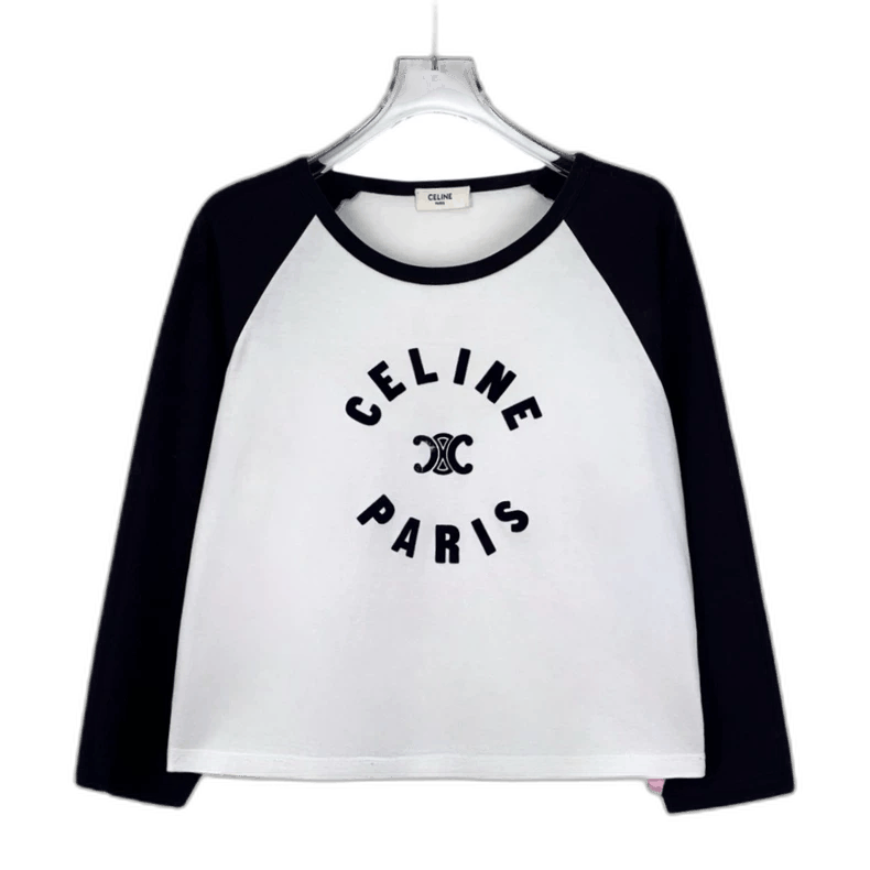 Celine Celine Color Block Logo Long Sleeve TShirt Size US XL / EU 56 / 4 - 1 Thumbnail