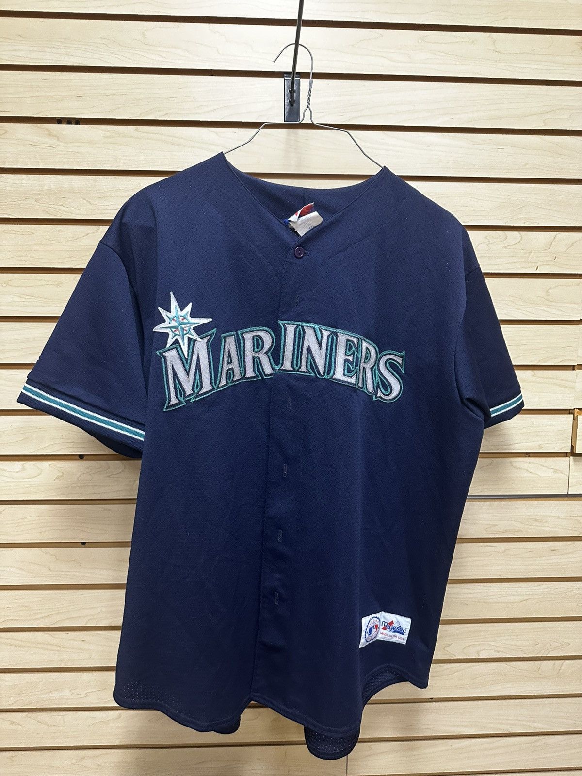 Majestic Cooperstown Collection Seattle Mariners store Throwback jersey size L