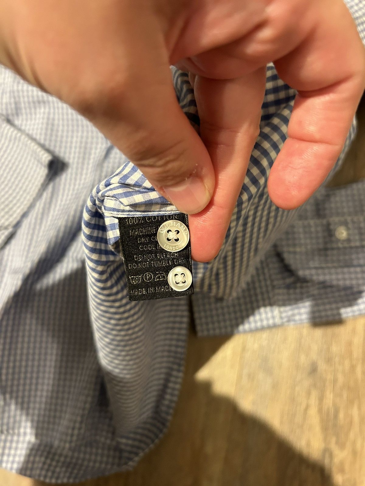 Duchamp London Blue and white check button up Size 50R - 7 Thumbnail