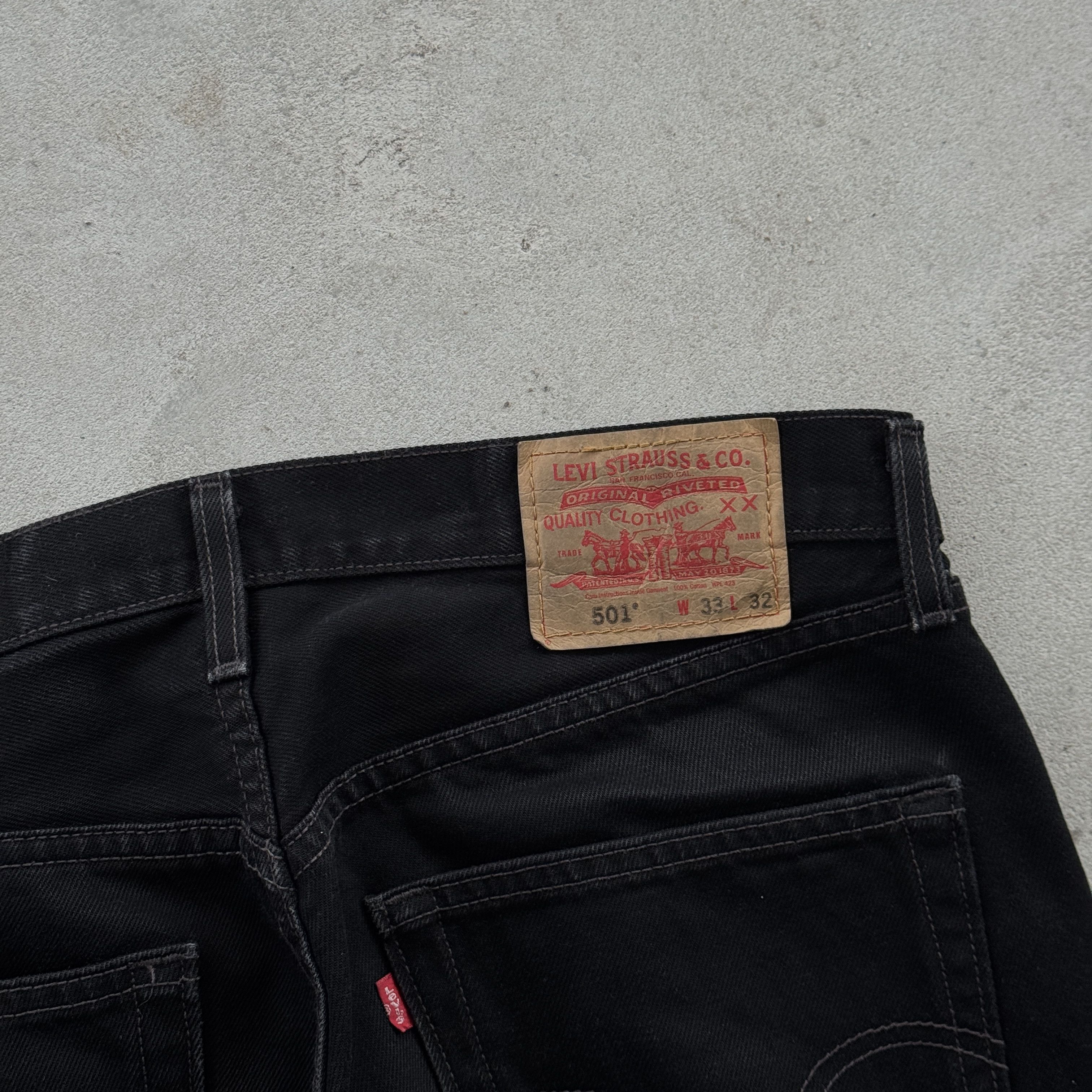 Levi's Levi’s 501 Original Fit Black Denim Jeans 33x32 Size US 33 - 3 Thumbnail