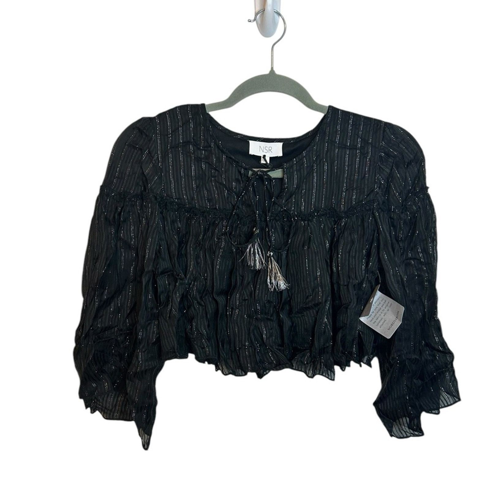 Other Nwt NSR Napean Sea Rd Metallic Cropped Bohemian Blouse Size S / US 4 / IT 40 - 1 Thumbnail