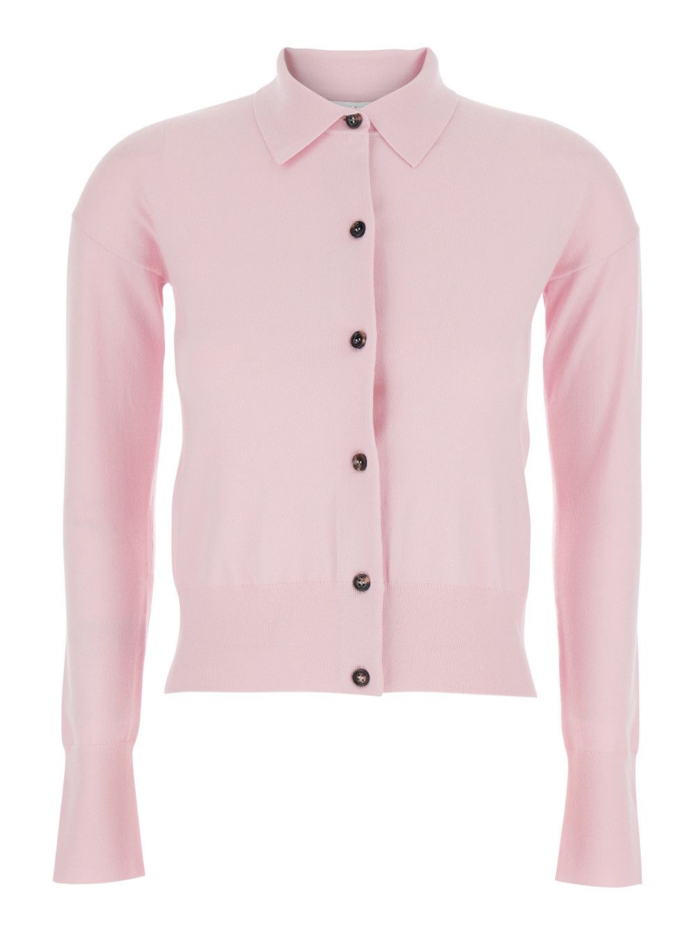 Max Mara 'Medeola' Pink Sweater with Polo Collar and Button Closure in Wool Blend Woman Size S / US 4 / IT 40 - 1 Thumbnail