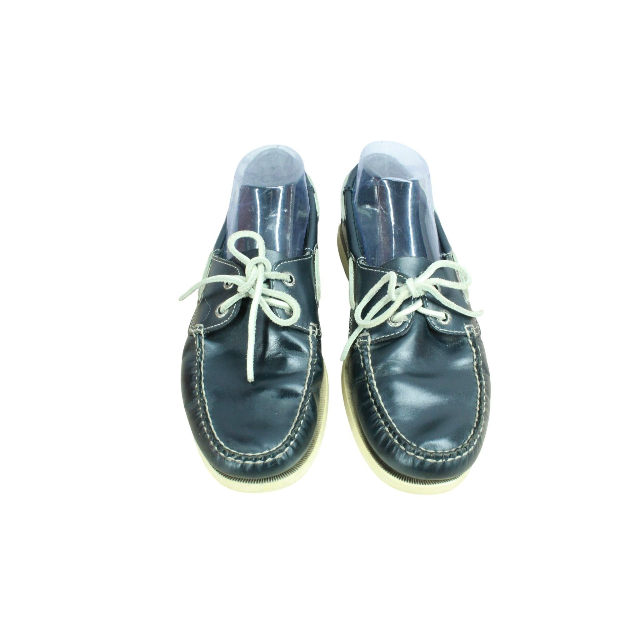 L.L. Bean LL Bean Navy Blue Leather Slip-On Boat Loafers Size US 9.5 / EU 42-43 - 5 Thumbnail