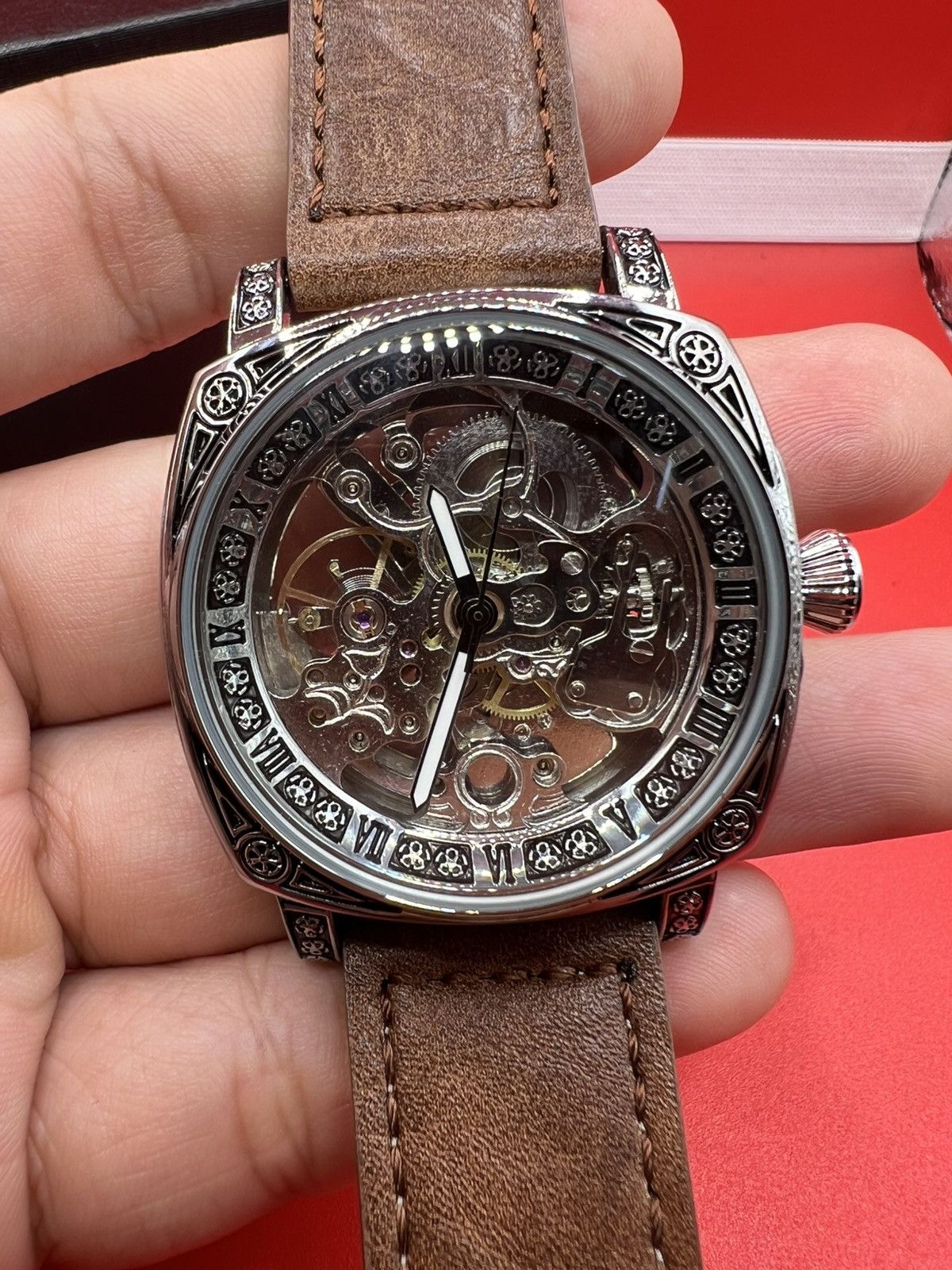 Other Silver LONGLUX mechanical Men's Watch Retro Style Skeleton Size ONE SIZE - 4 Thumbnail