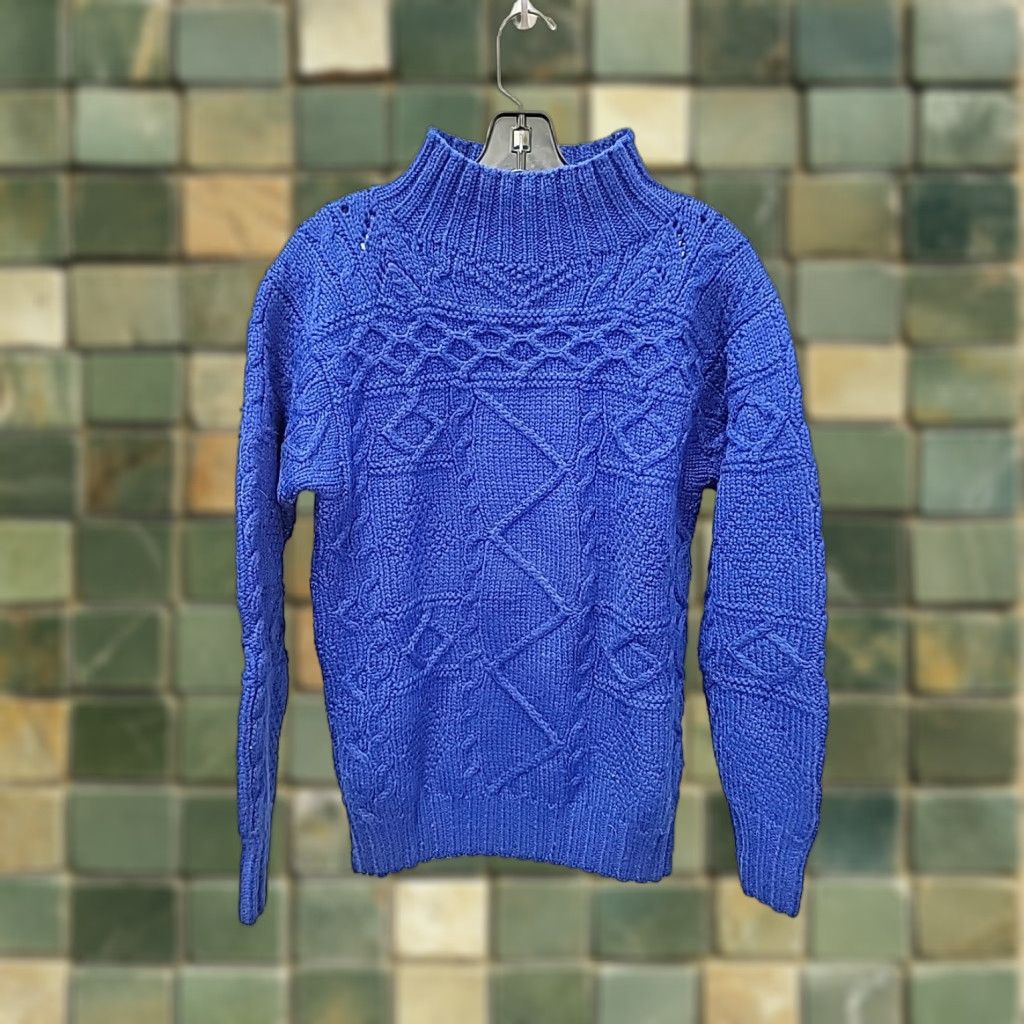 Polo Ralph Lauren VINTAGE Polo Ralph Lauren Sweater Womens Size M Blue Cable Knit Mockneck Pullover Wool Long Sleeve Raglan Knit Size M / US 6-8 / IT 42-44 - 1 Thumbnail