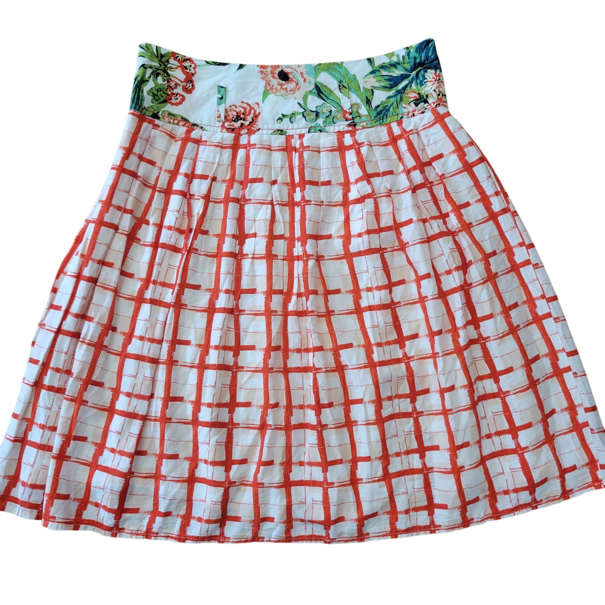 Anthropologie Anthropologie Maeve 8 Floral Plaid Pleated Skirt COUNTY FAIR Size 30" / US 8 / IT 44 - 3 Thumbnail