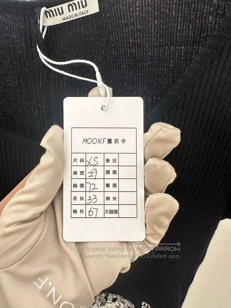 Miu Miu Miu Miu Size XS Crystal pendant black long sleeve short top Size XS / US 0-2 / IT 36-38 - 5 Thumbnail