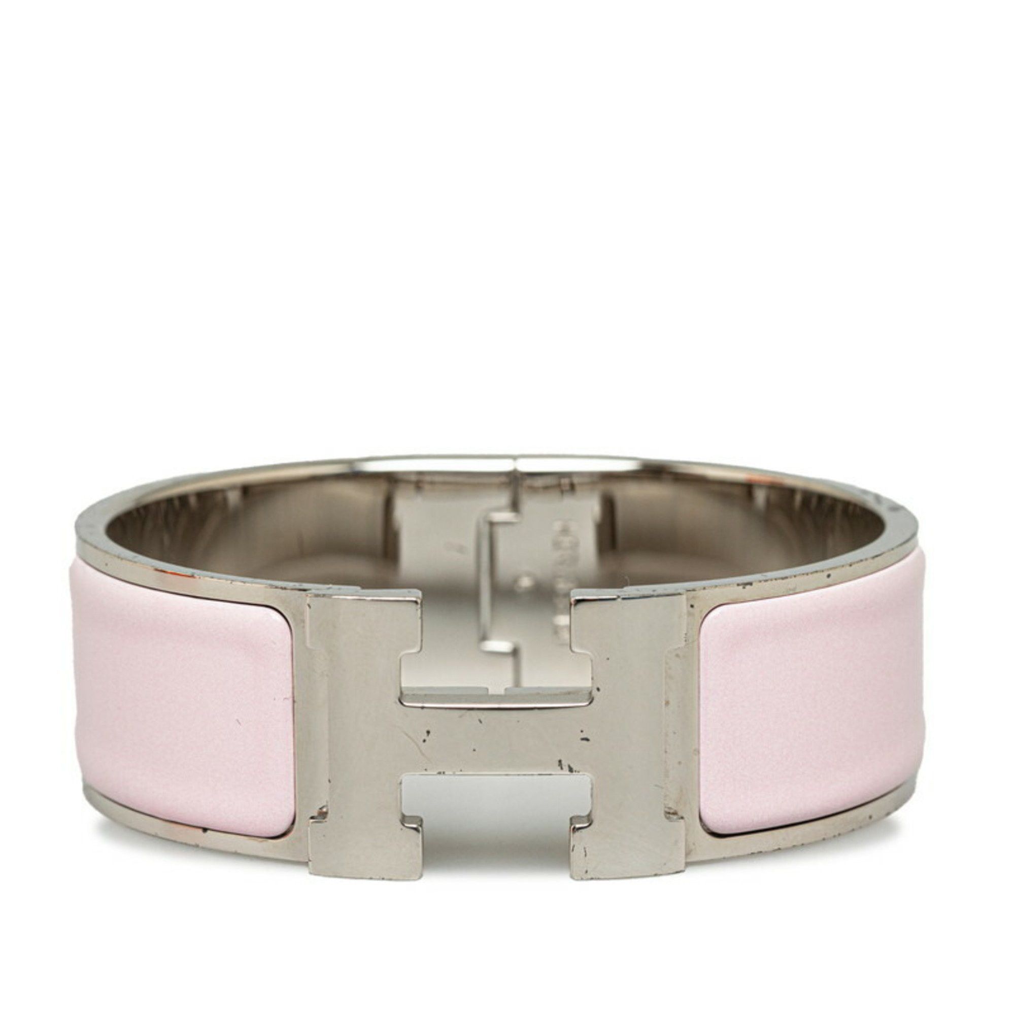 image of Hermes Click-Clack H Gm Bangle Silver Pink Metal Women's Hermes