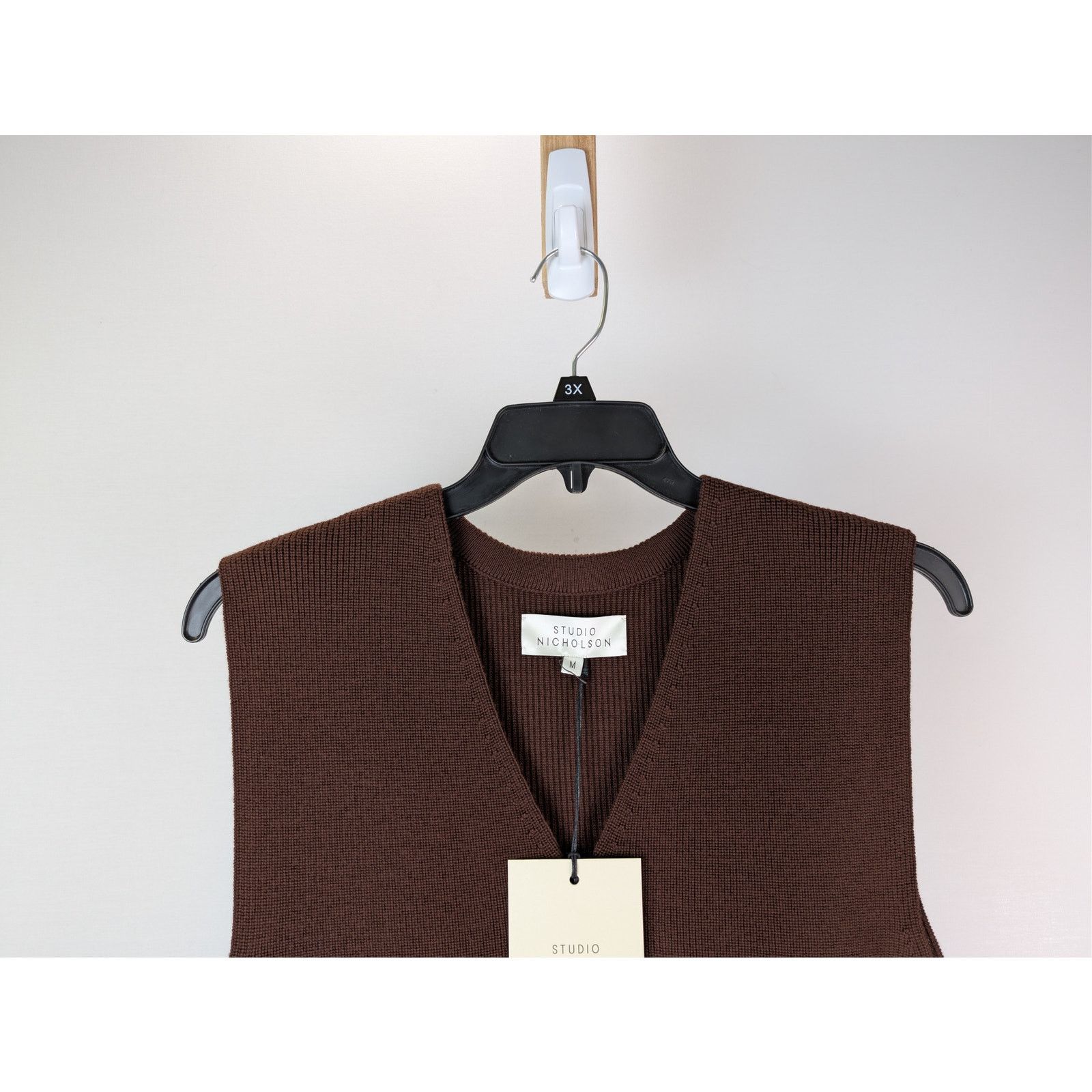 Studio Nicholson o1rshd1 Chesnut Knitwear 12GG Rib Zipped Vest Gilet in Brown Size US M / EU 48-50 / 2 - 3 Thumbnail