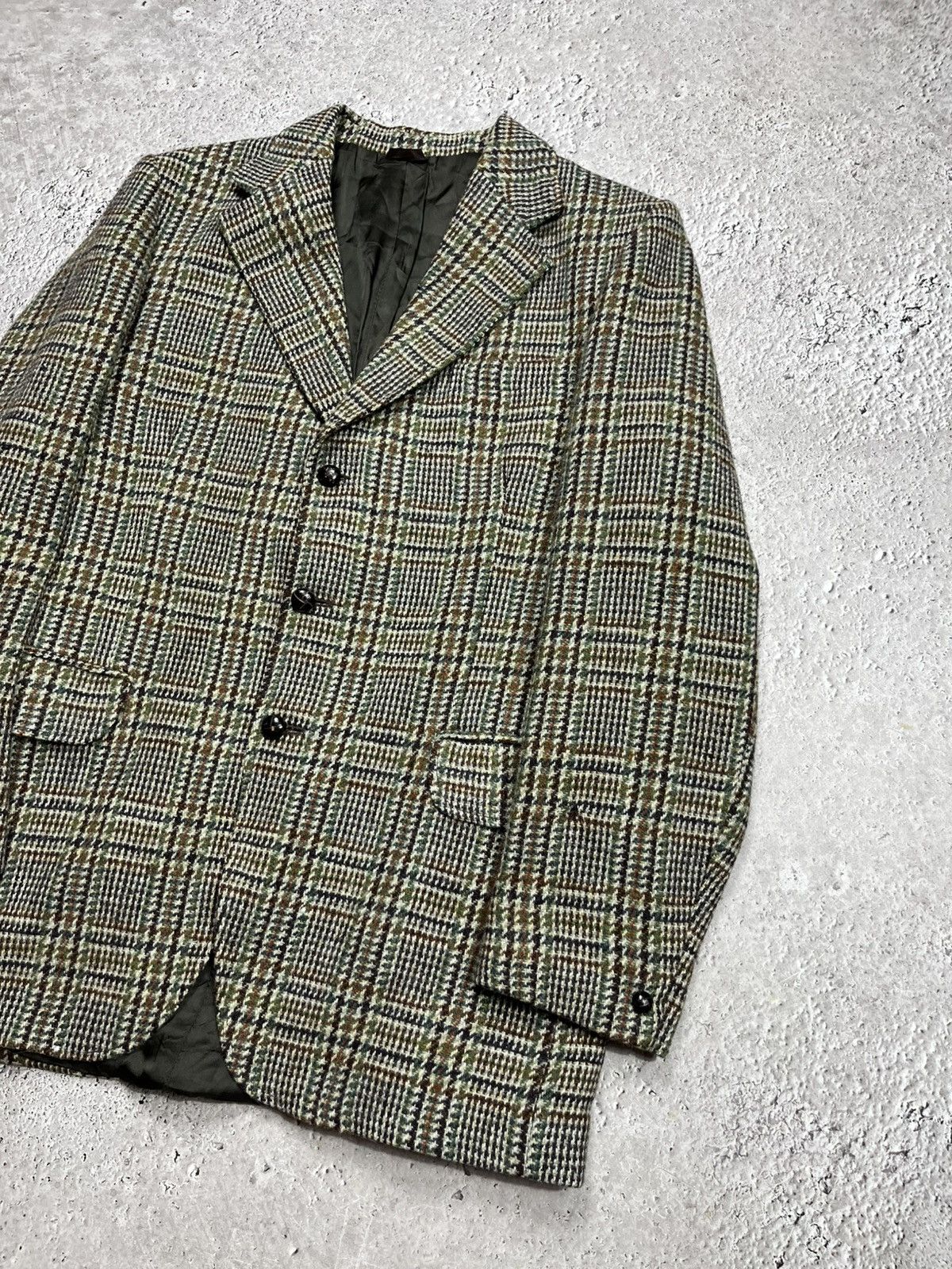 Harris Tweed Dunn & Co Harris Tweed Wool Blazer Jacket Check 108 Long Size 44R - 2 Thumbnail