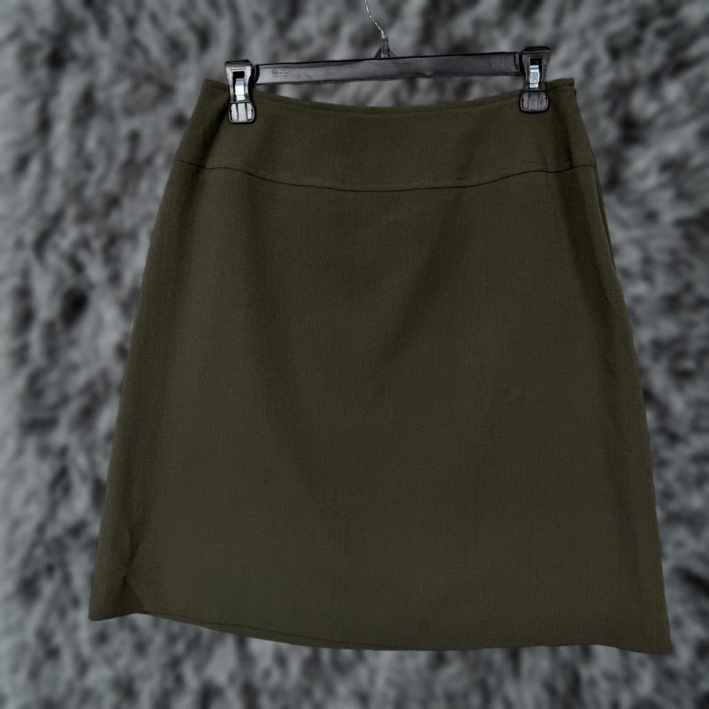 Vintage Harve Benard Skirt 8P Petite Green A-Line Knee Length Lined Stretch Office Chic Size 30" / US 8 / IT 44 - 1 Thumbnail