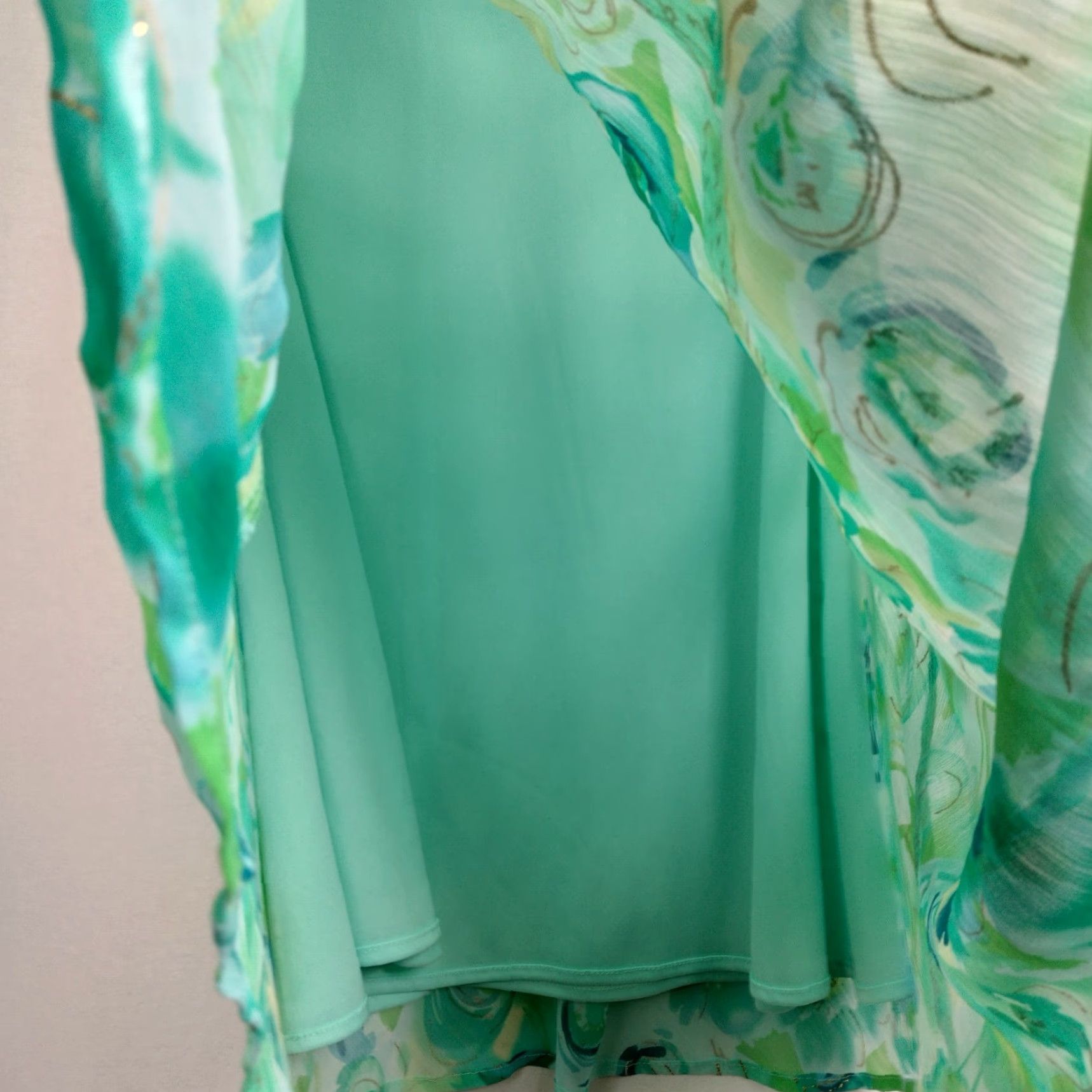 Vintage VINTAGE Dressbarn Skirt Women Midi A-Line Floral Blue Green Gold Semi-sheer Crinkle Polyester Lined Easter Y2K Fun Mans Size 30" / US 8 / IT 44 - 7 Thumbnail