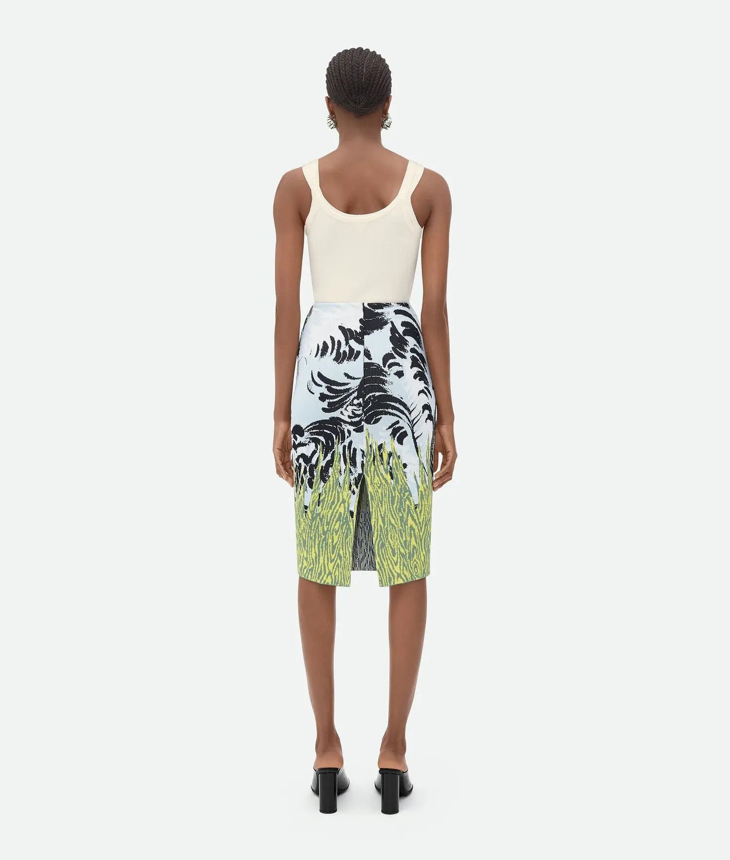 Bottega Veneta o1n1vont0325 Graphic Viscose Jacquard Midi Skirt Multicolor Size 30" / US 8 / IT 44 - 3 Thumbnail