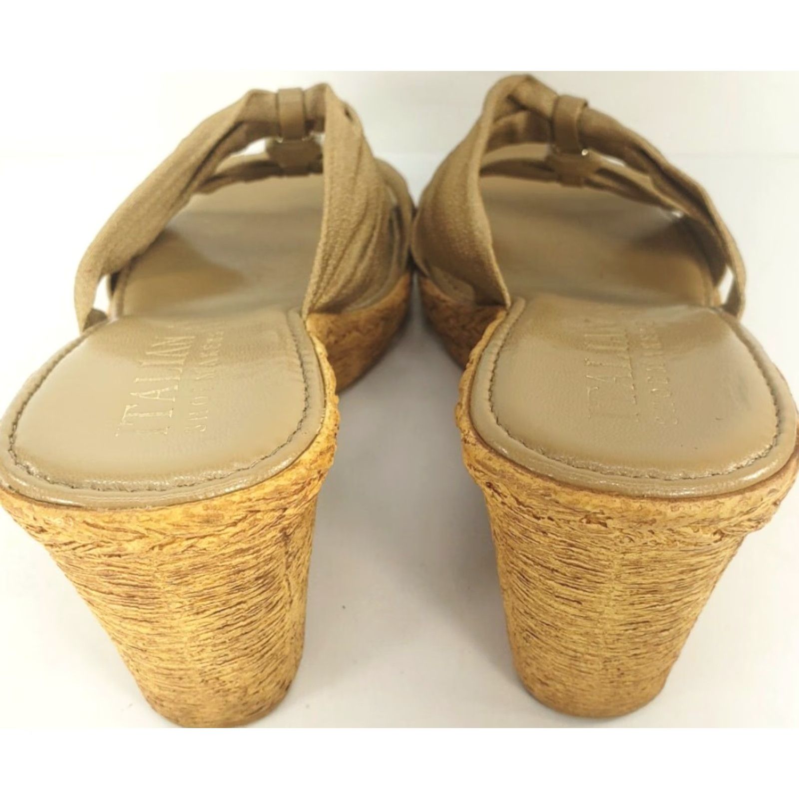 Vintage ITALIAN Shoemaker Gold Metallic Skin Tone Wedge Slide Sandal Womens 8M ITALY Size US 8 / IT 38 - 6 Thumbnail
