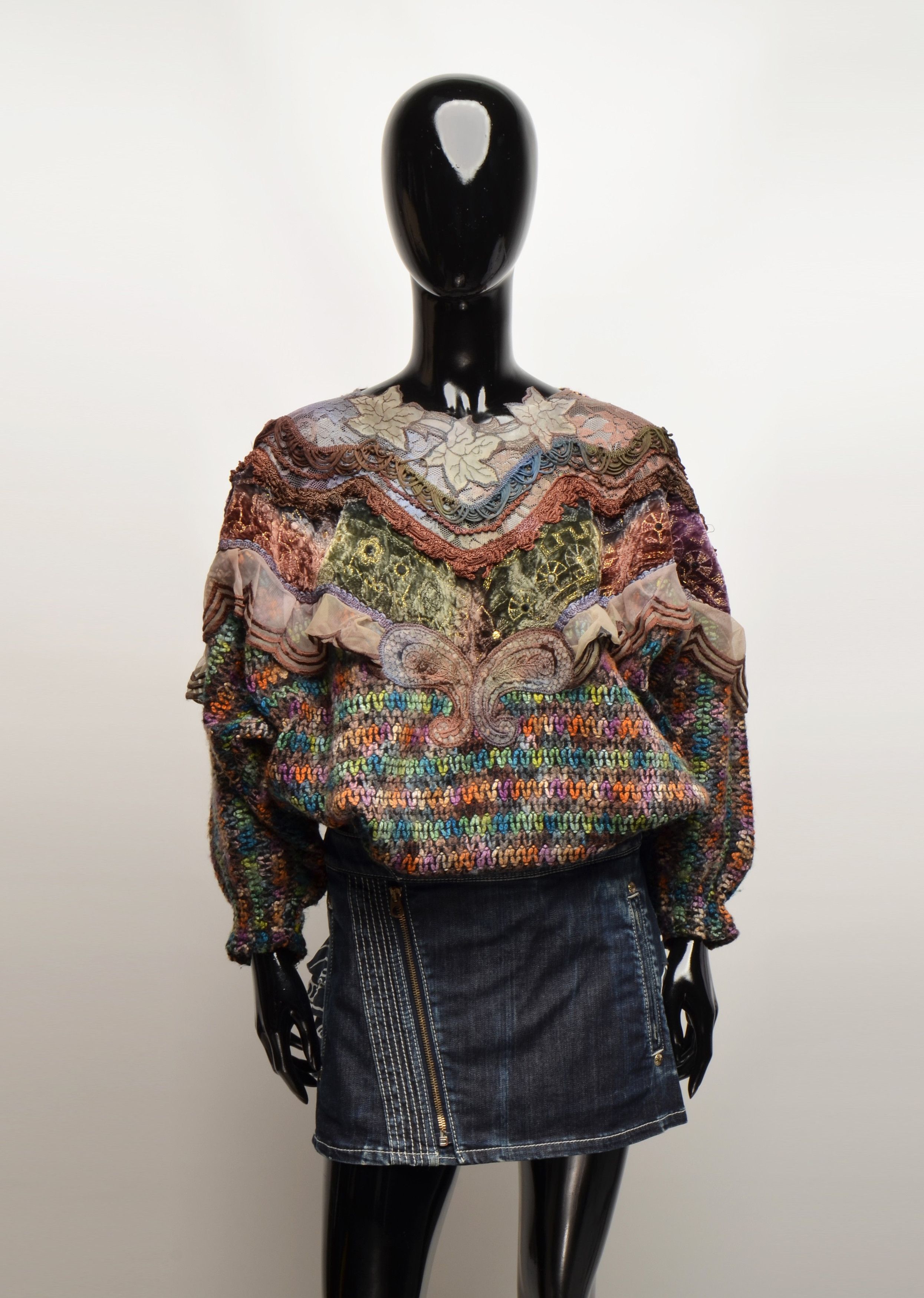 Vintage Vintage 80's Stunning Italian Oversized Detailed Sweater Size ONE SIZE - 1 Thumbnail