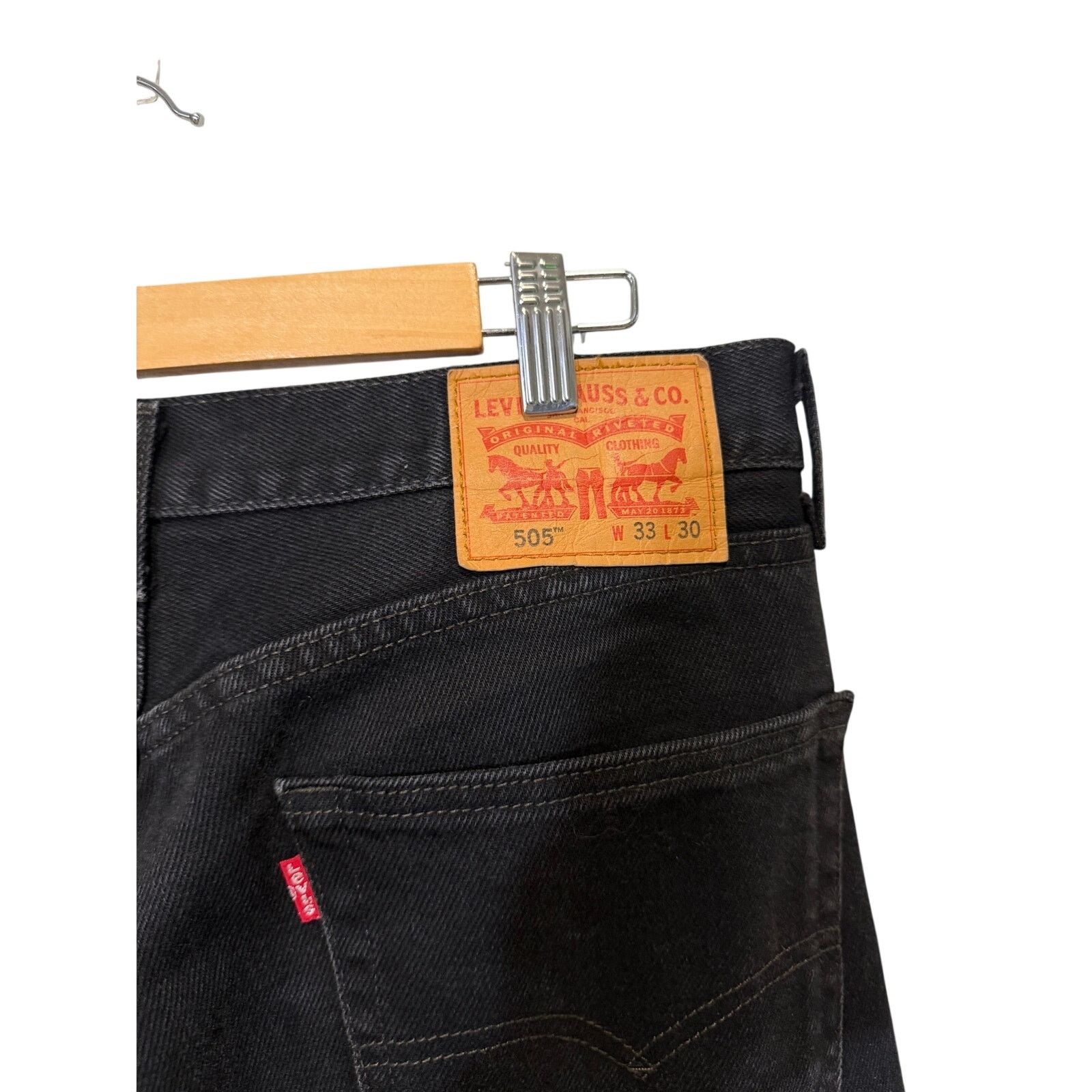 Levi's Levi’s 505 Regular Fit Jeans Men’s 33x30 Black Denim Size US 33 - 4 Thumbnail