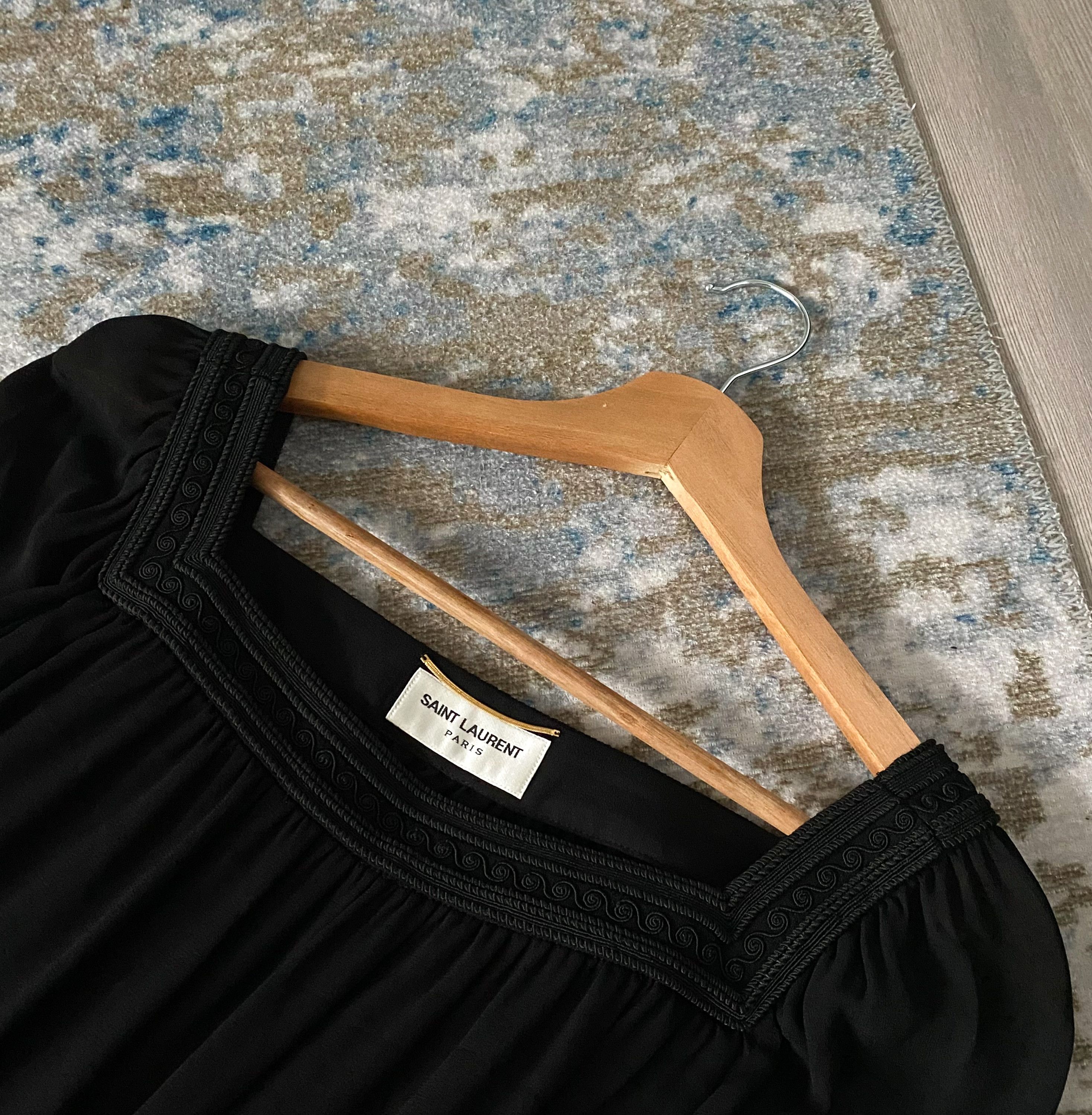 Saint Laurent Paris SAINT LAURENT 3690$ Embroidered Dress In Black Silk Crepe Size S / US 4 / IT 40 - 1 Thumbnail