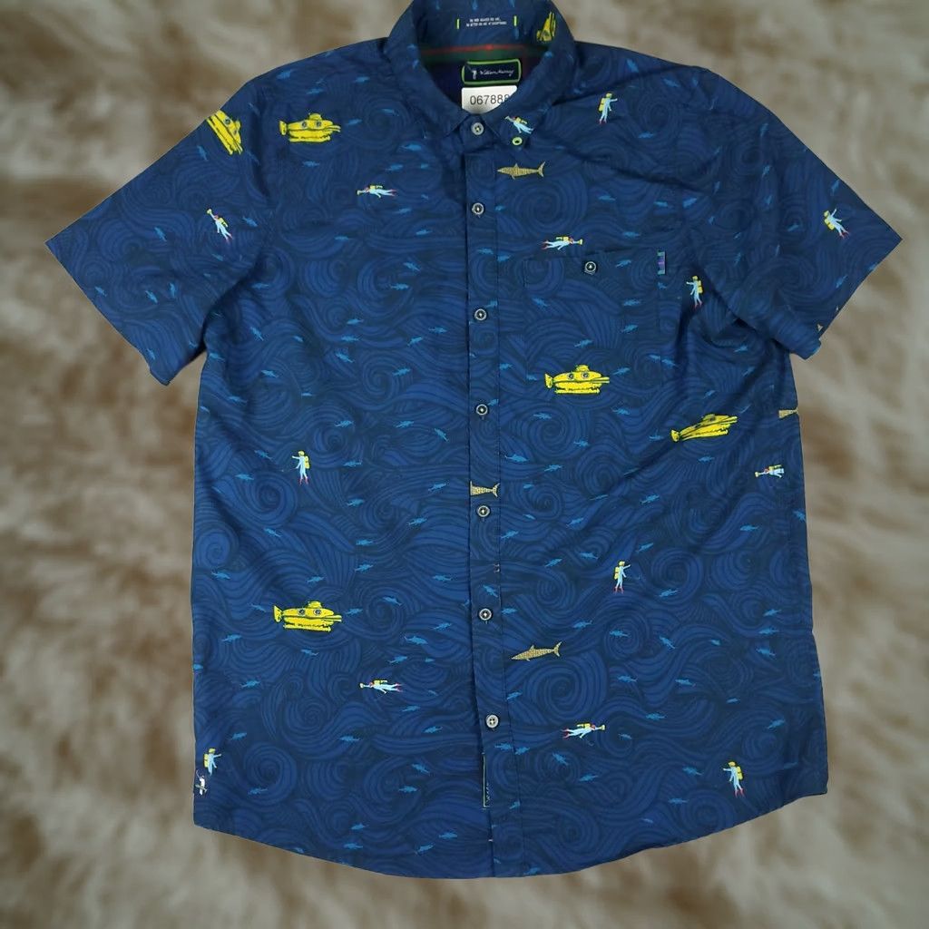 Vintage William Murray Shirt Mens Small Blue Shark Print Golf Button-Up Stretch Size US S / EU 44-46 / 1 - 1 Thumbnail