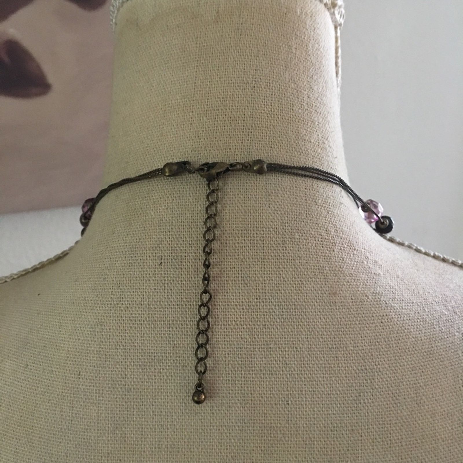 Jewelry Elegant triple strand purple tone glass bead stone necklace Size ONE SIZE - 6 Thumbnail