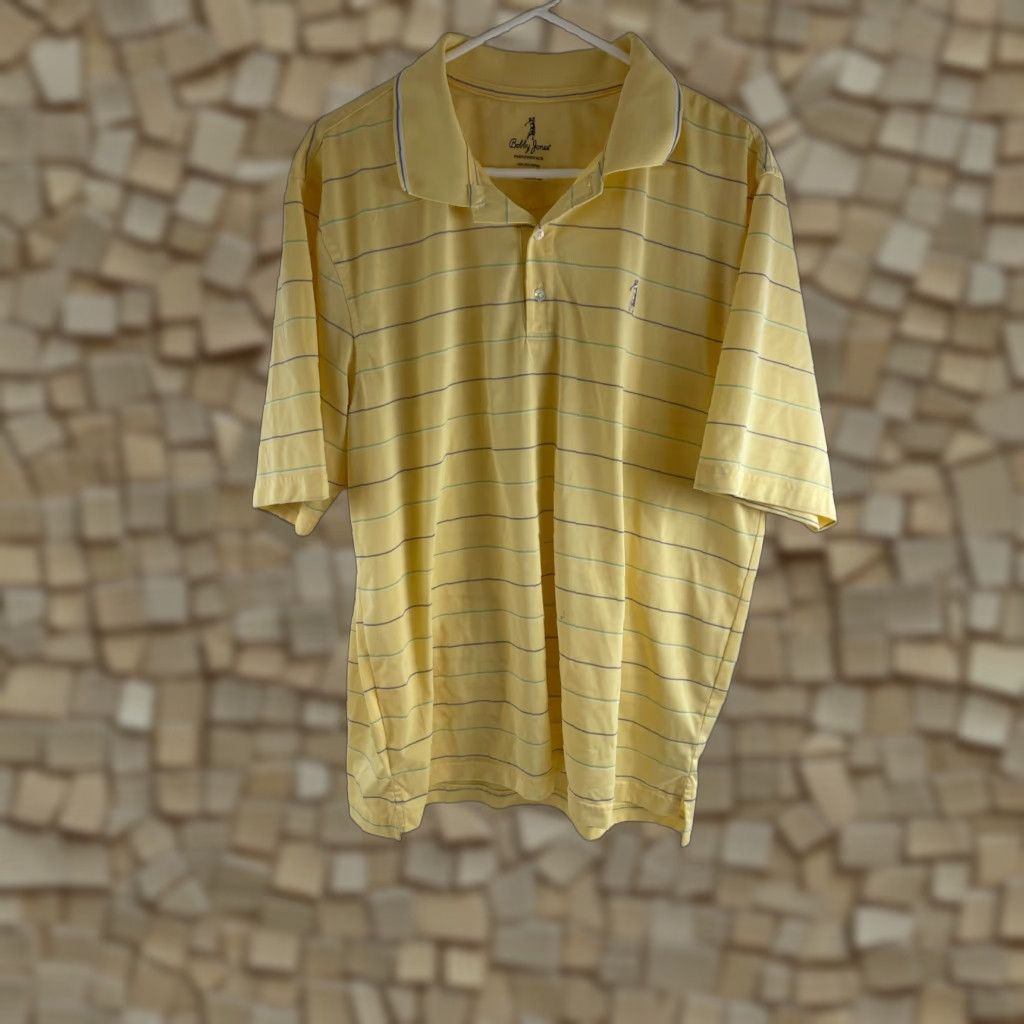 Vintage Bobby Jones Polo Shirt Men L Yellow Striped Short Sleeve Collared Size US L / EU 52-54 / 3 - 1 Thumbnail