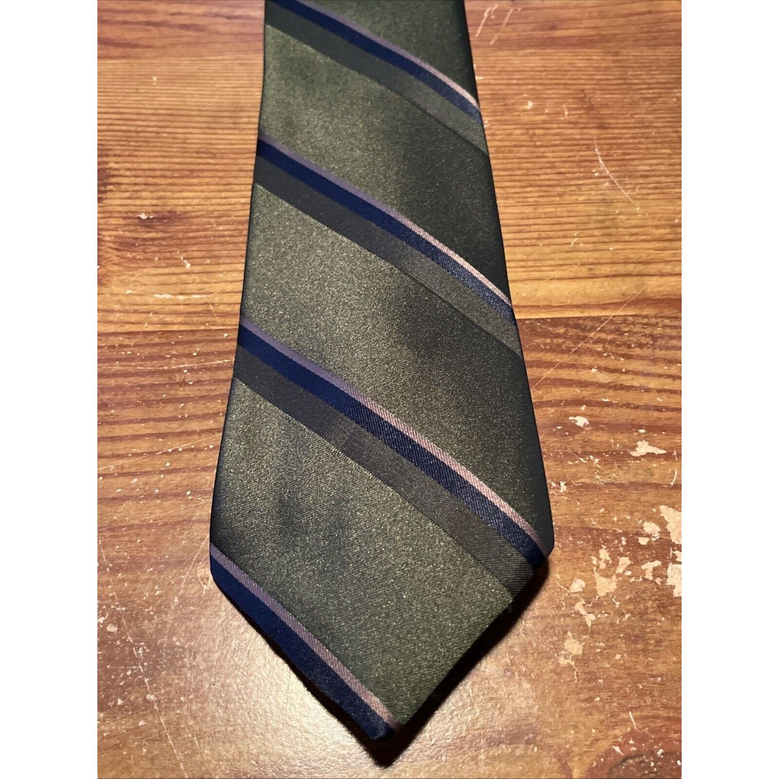 Other Leatherback Satins Wembley Tie Silk Green Striped Necktie Size ONE SIZE - 4 Thumbnail
