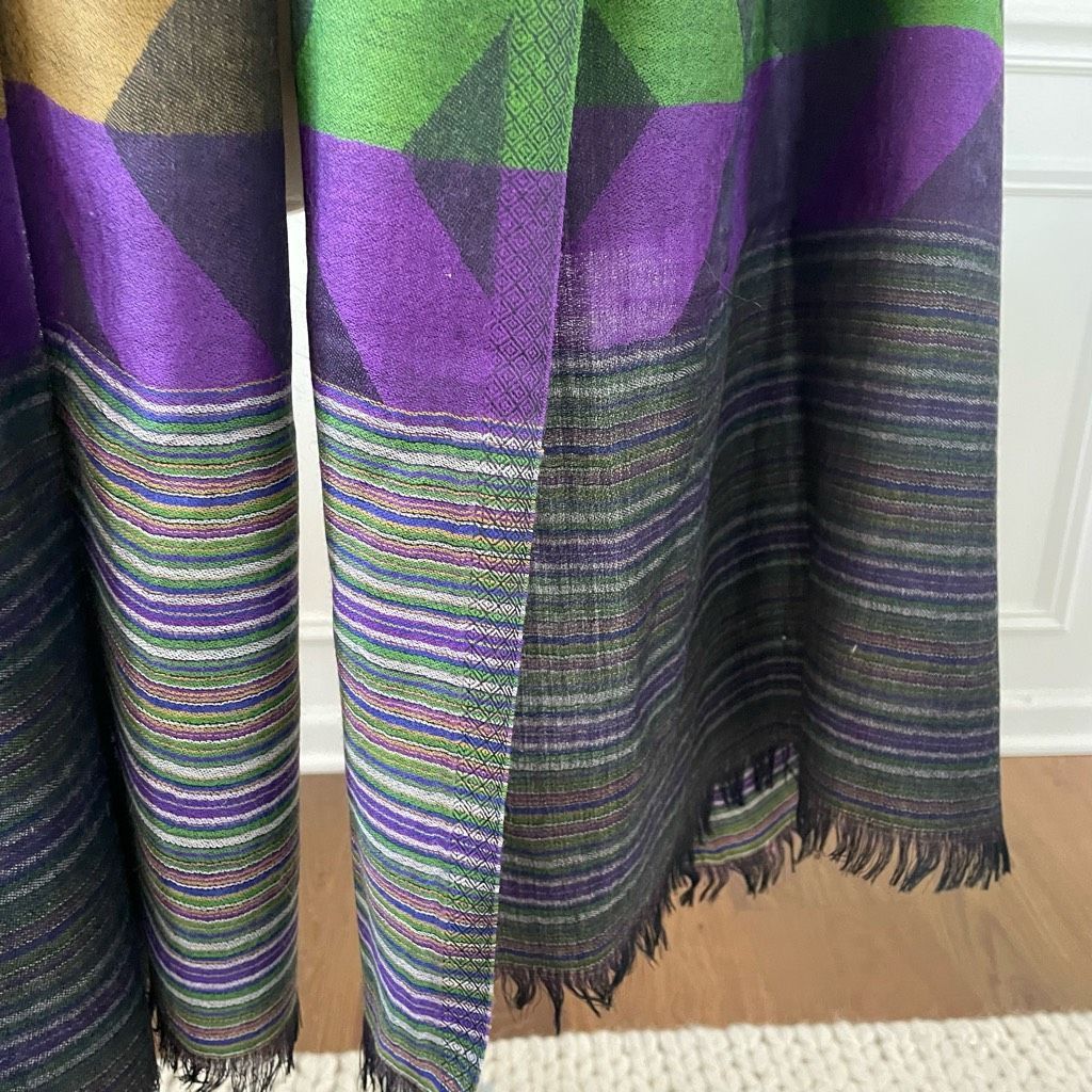 Other Girnar Shawl Scarf 100% New Wool Purple Green Grey Royal Blu Size ONE SIZE - 9 Thumbnail