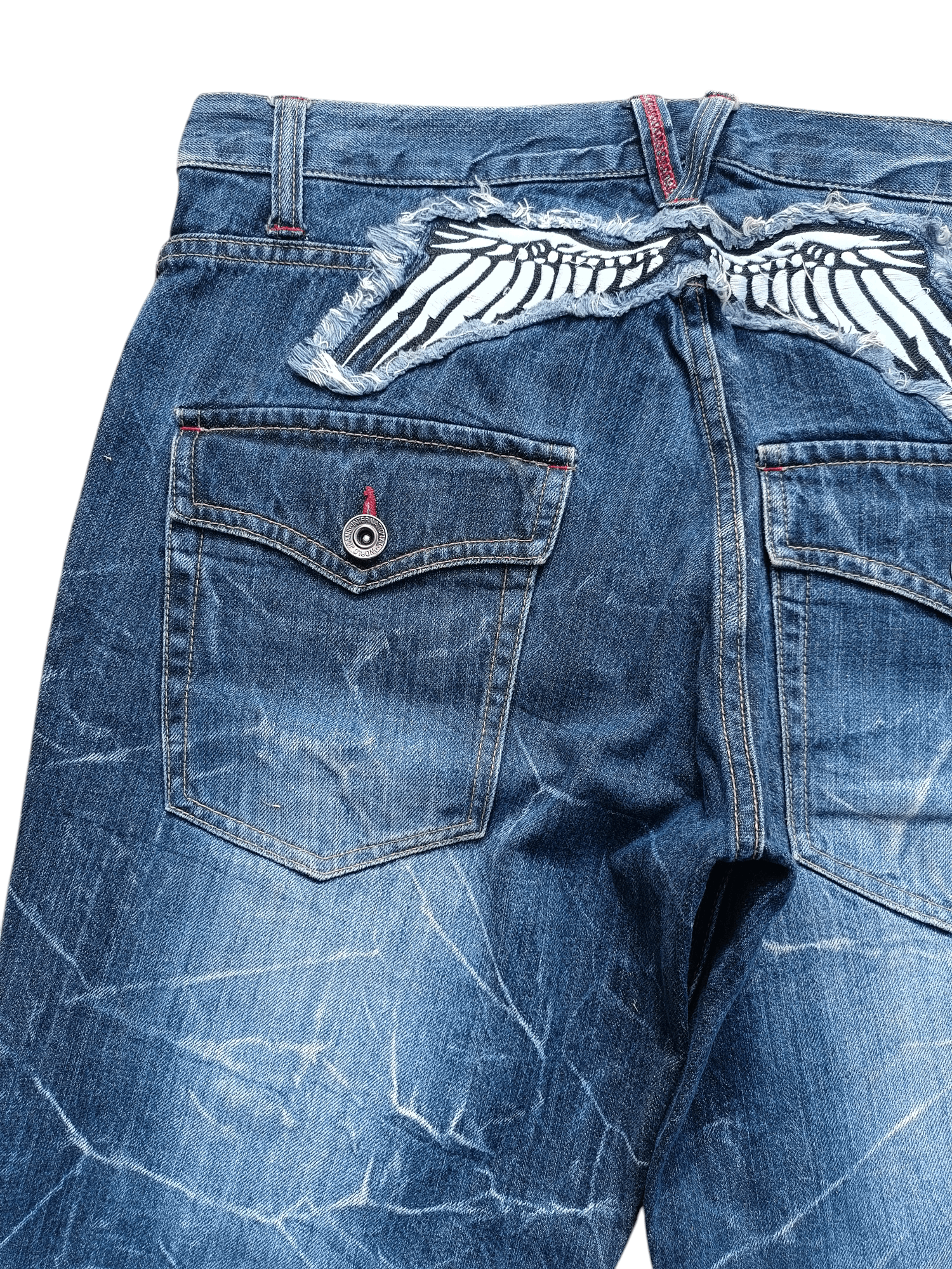Japanese Brand FLARED 💥 JAPANESE BRAND NYLAUS ANGEL WING EMBROIDERY DENIM Size US 32 / EU 48 - 6 Thumbnail
