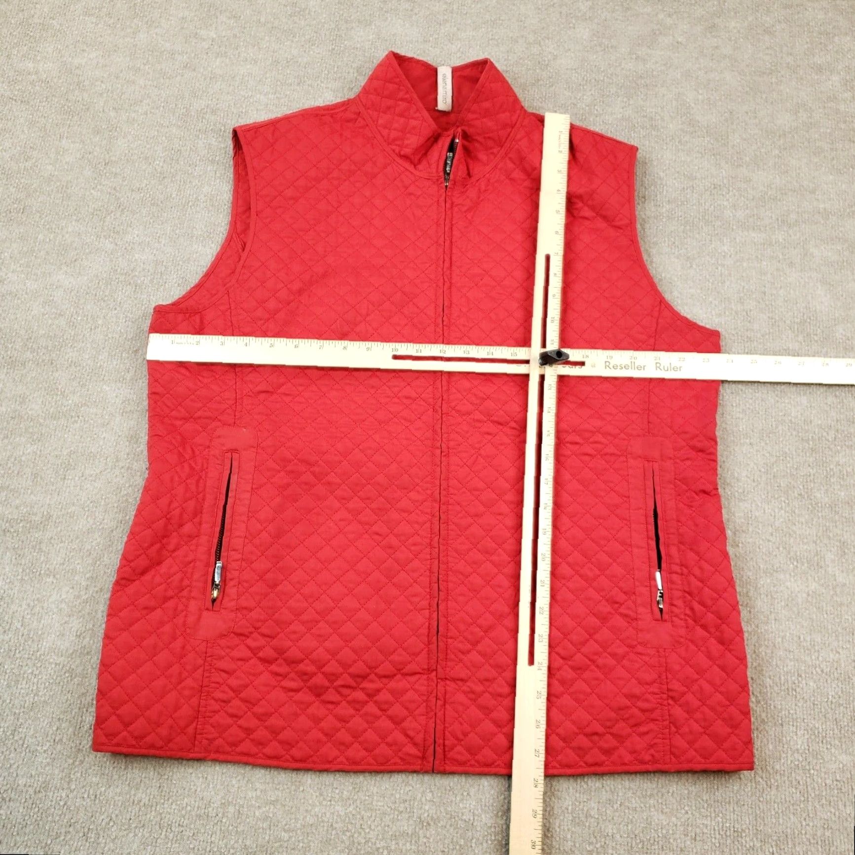 Vintage Elena Mirò Womens Red Quilted Vest Full Zip Outdoor Jacket Size 14 Size XL / US 12-14 / IT 48-50 - 2 Thumbnail
