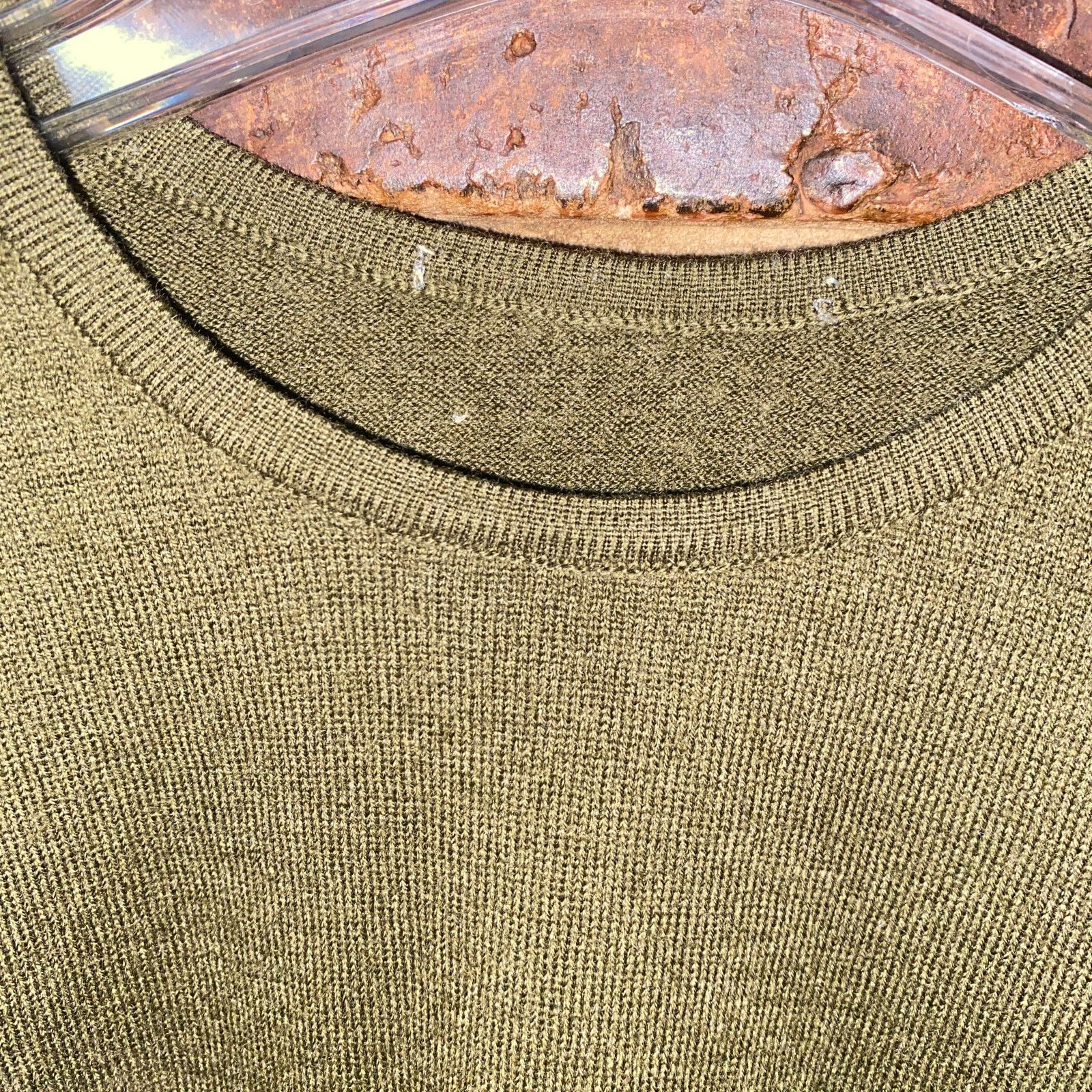 Other Solid Olive Green Crew Neck 100% Wool Pullover Sweater Small Size S / US 4 / IT 40 - 3 Thumbnail