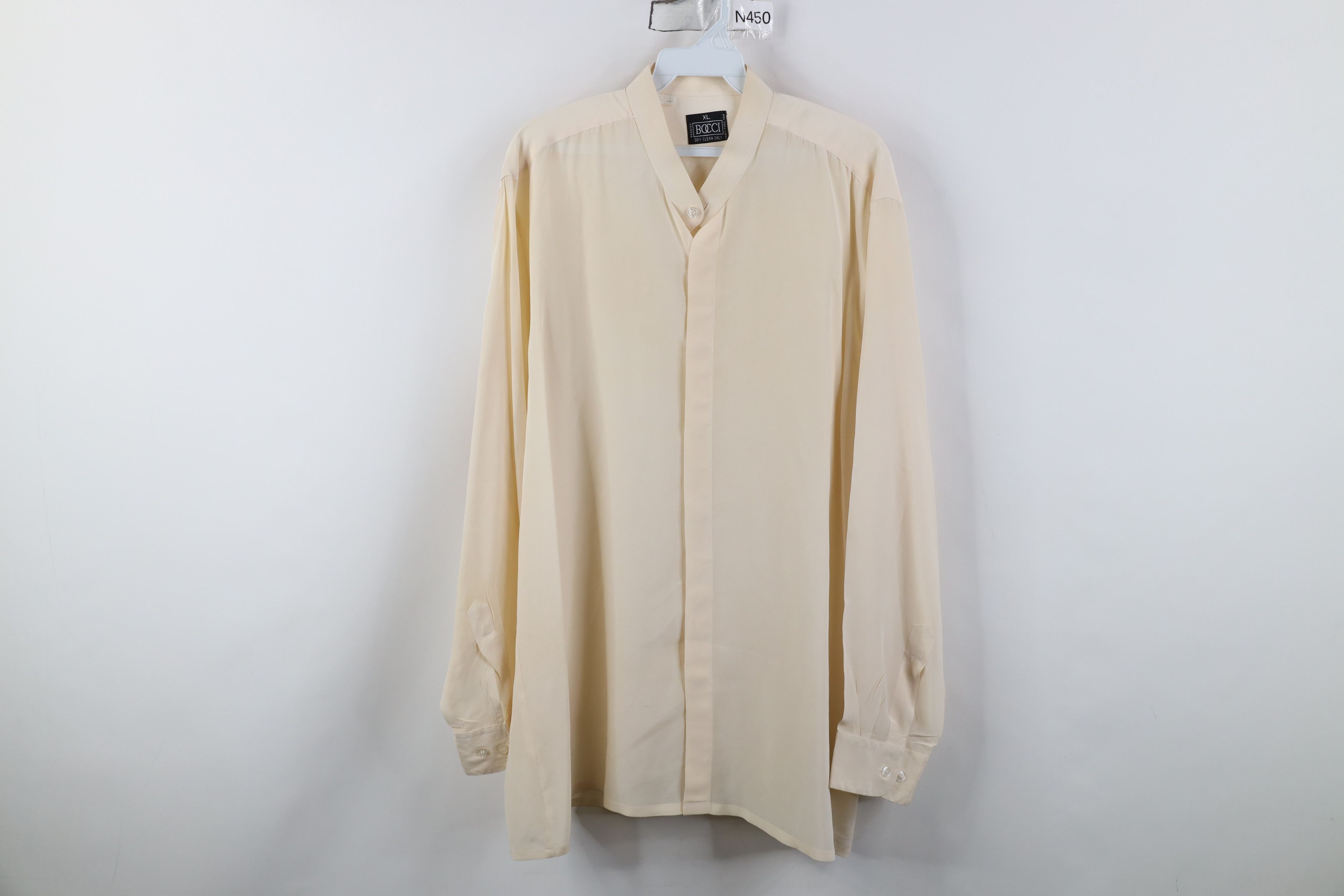 Vintage Vintage 90s Streetwear Sheer Silk Band Collar Button Shirt Size US XL / EU 56 / 4 - 1 Thumbnail