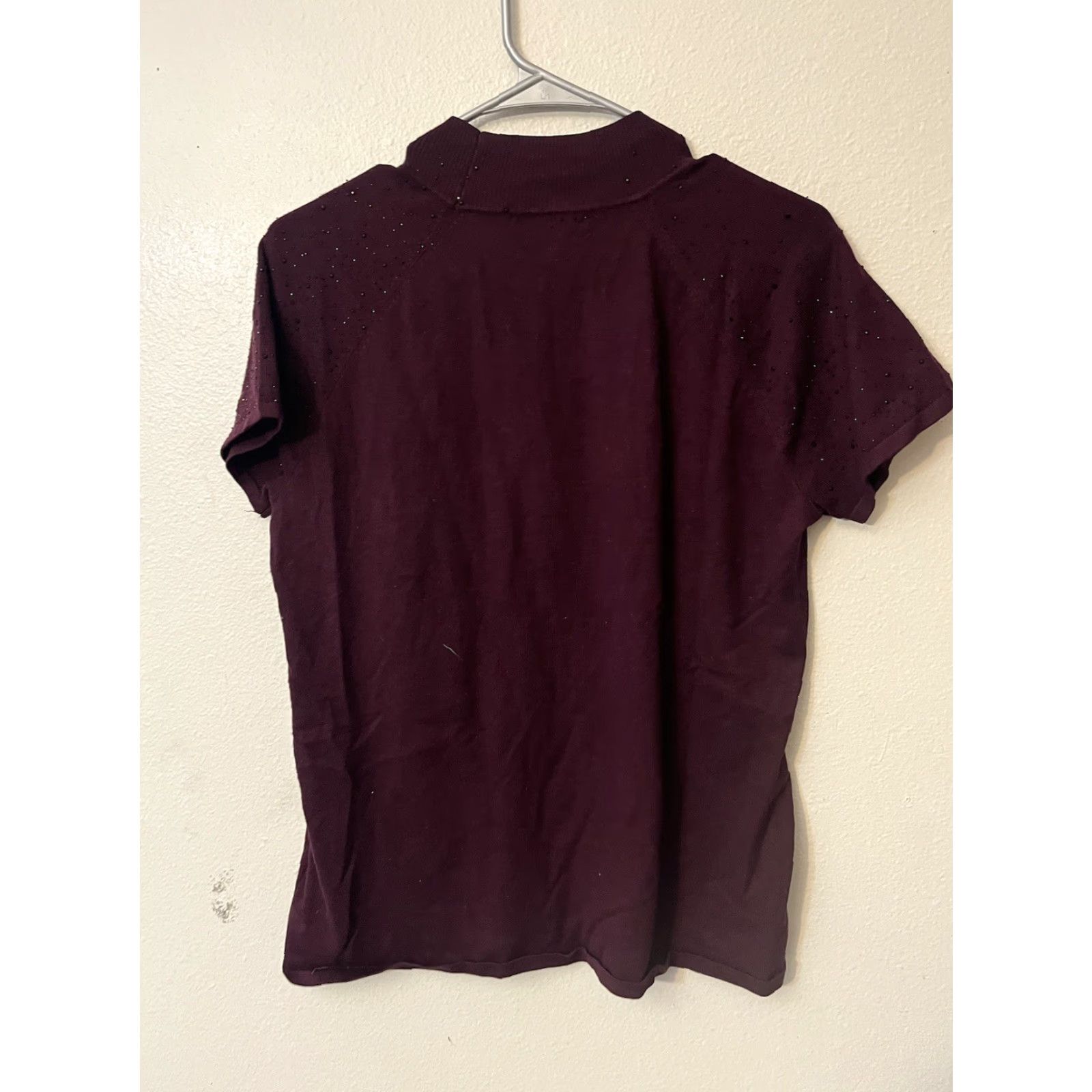 Vintage Cable & Gauge Womens Short Sleeve Sweater Top Maroon Large Size L / US 10 / IT 46 - 4 Thumbnail