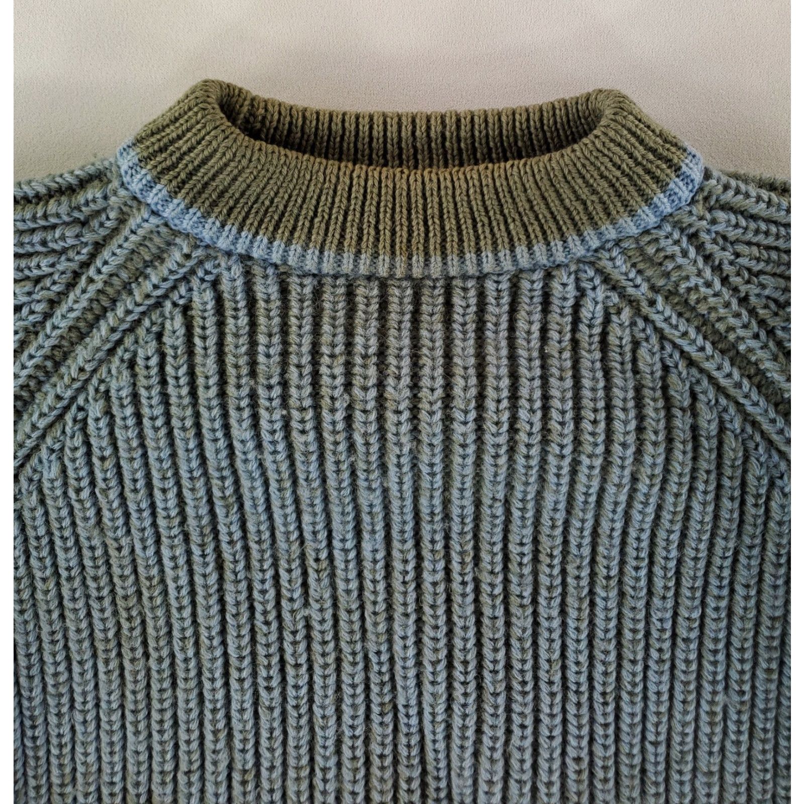 Vintage VINTAGE VTG Sweater Scotland 100% Wool 50s 60s Blue Green Ribbed Stockinette Mens L Blue Stockinette Pullover Men Size US L / EU 52-54 / 3 - 2 Thumbnail