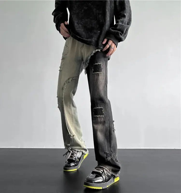 Japanese Brand Straight and distressed contrasting color slim fit jeans Size US 30 / EU 46 - 4 Thumbnail