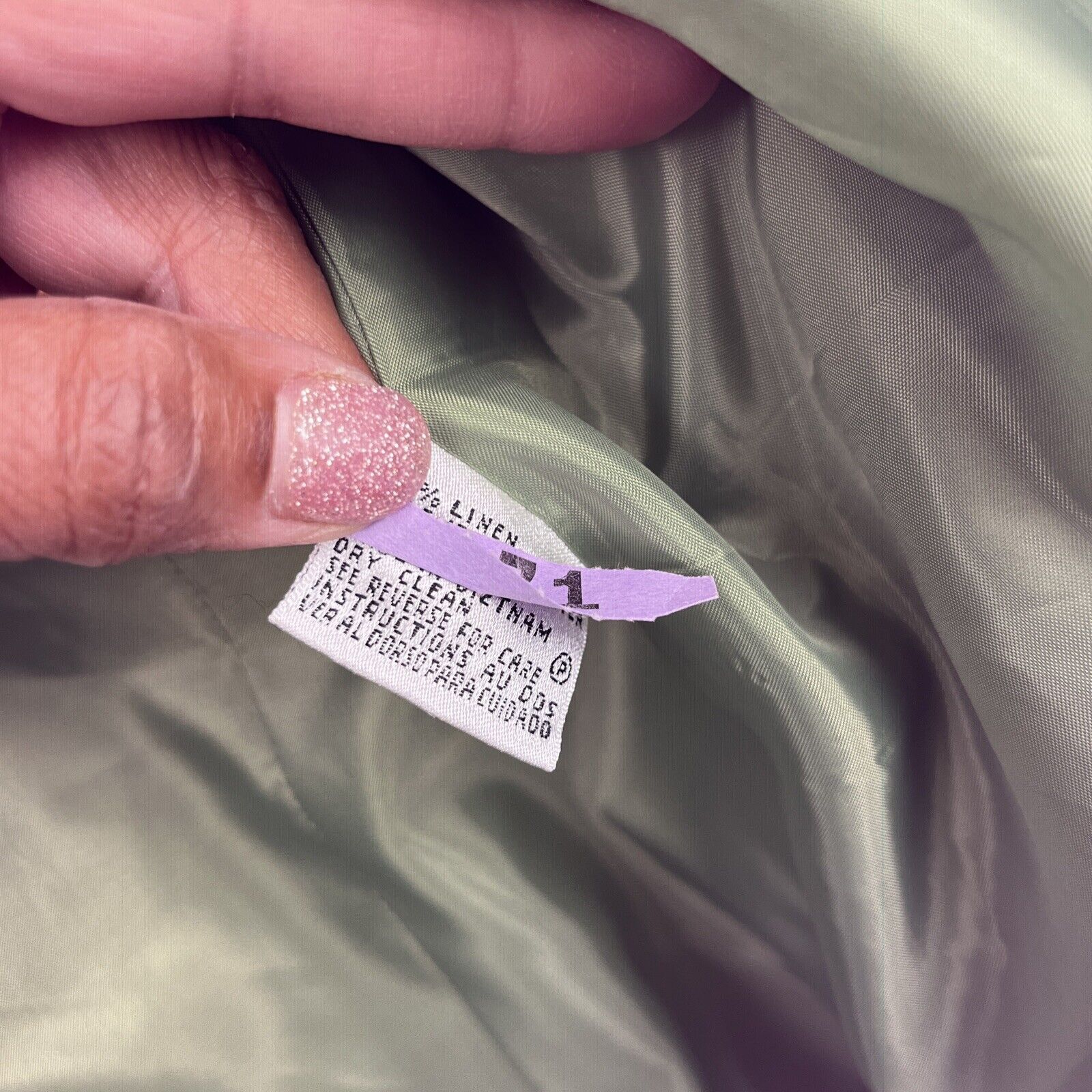 Other Le Suit Petite 100% Linen Blazer Jacket Women 12P Green Vtg Size XL / US 12-14 / IT 48-50 - 13 Thumbnail