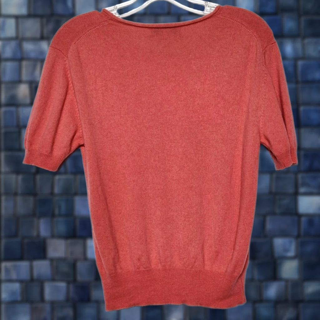 Vintage Priscilla Womens M 100% Cashmere Sweater Pullover Short Sleeve Coral Size M / US 6-8 / IT 42-44 - 1 Thumbnail