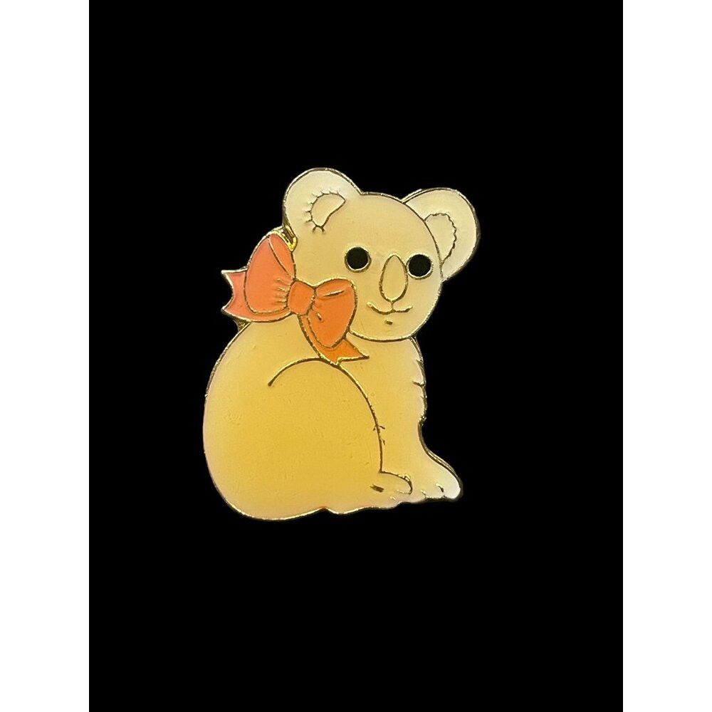 Jewelry × Vintage Vintage Koala Bear with Pink Bow Enamel Brooch Pin Size ONE SIZE - 1 Thumbnail