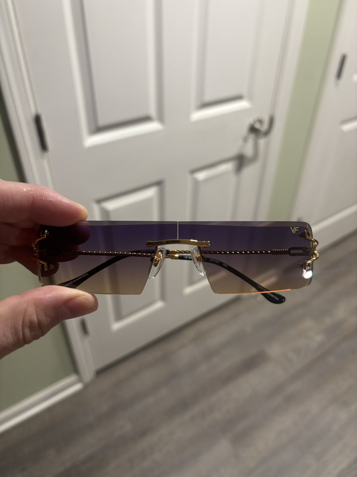 Vintage Frames Company EMPIRE RIMLESS DRILL MOUNT 24KT GOLD Size ONE SIZE - 8 Thumbnail